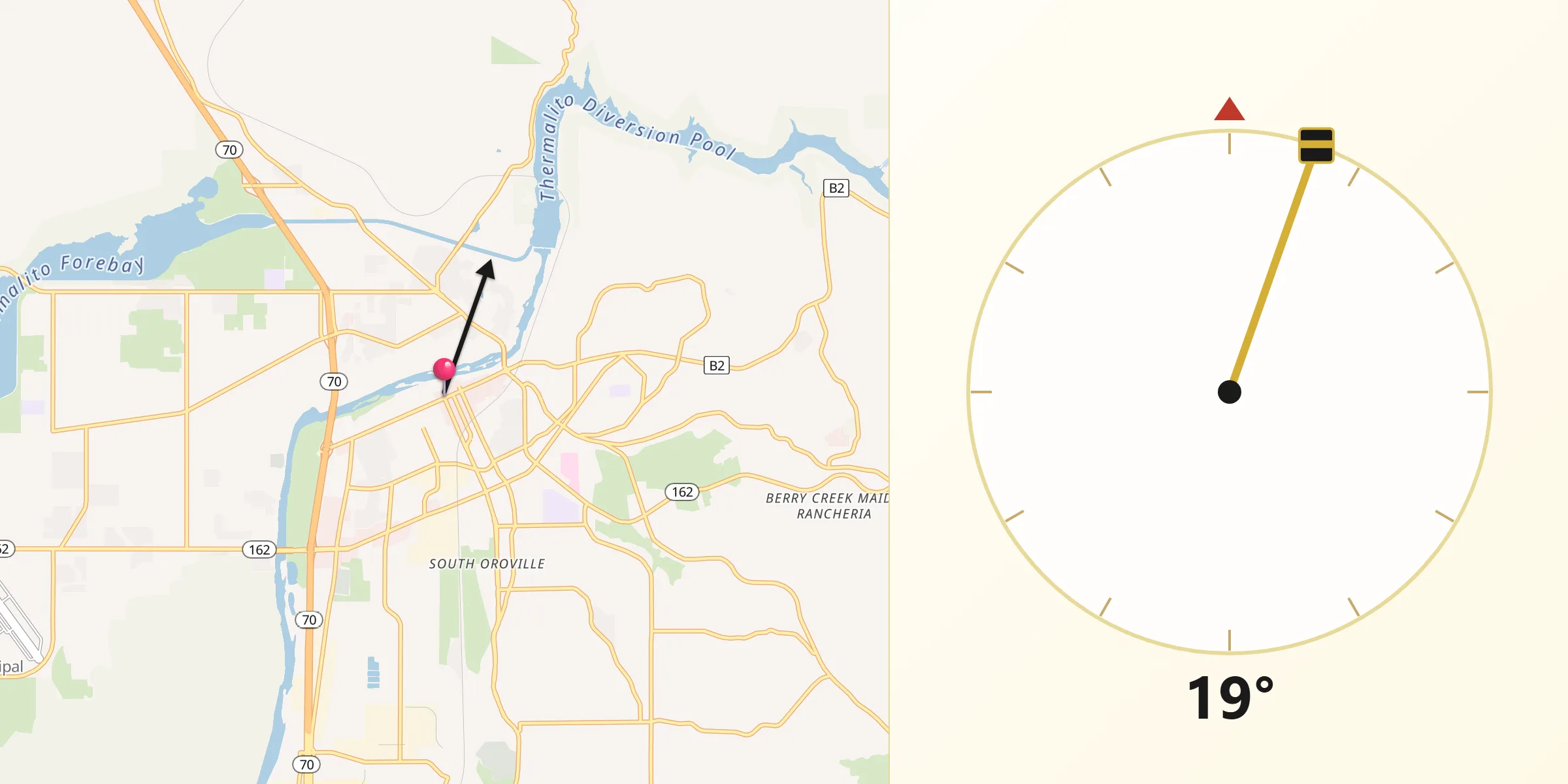 Qibla Direction from Oroville