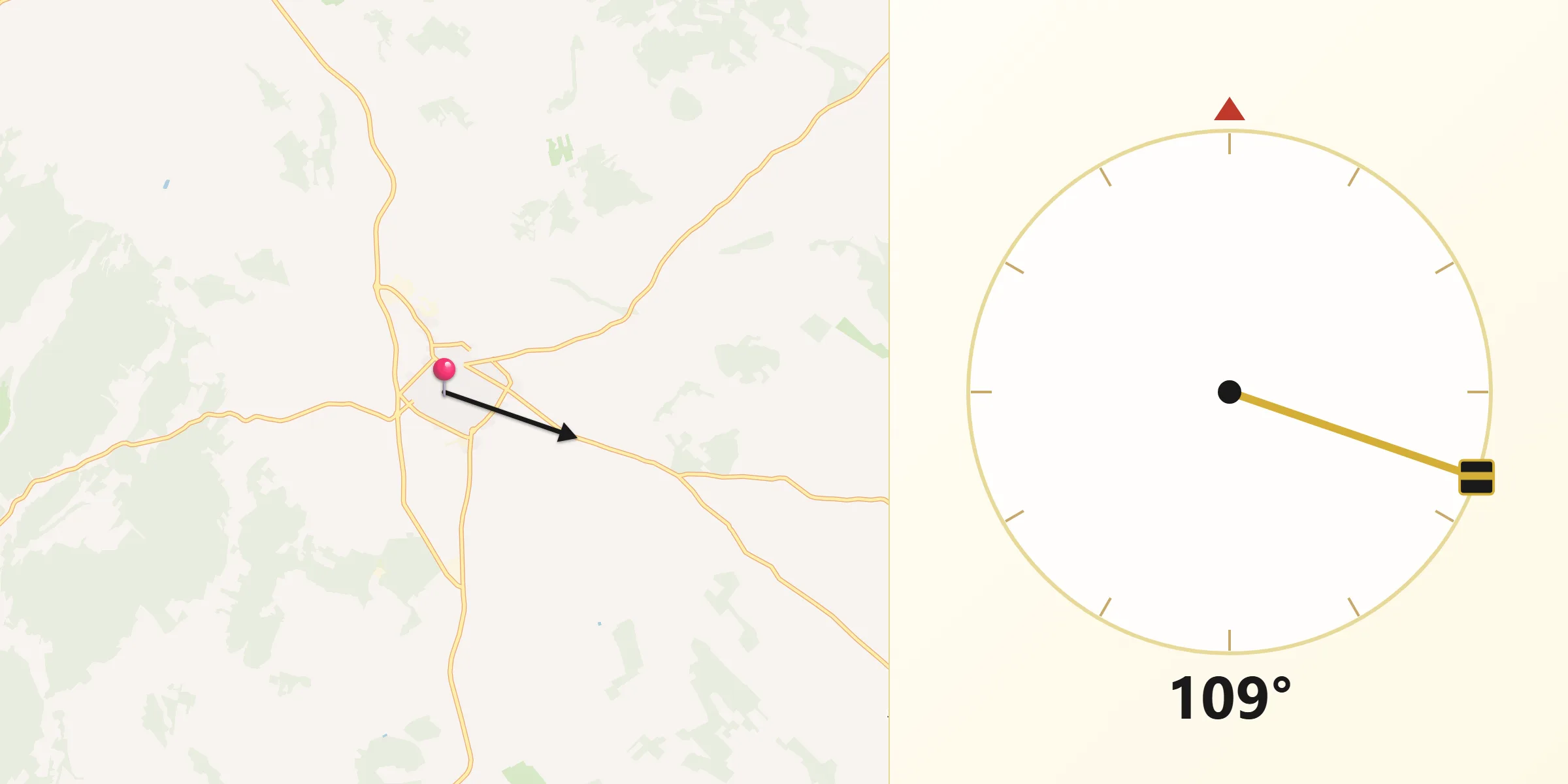 Dirección de la Qibla desde Porreres