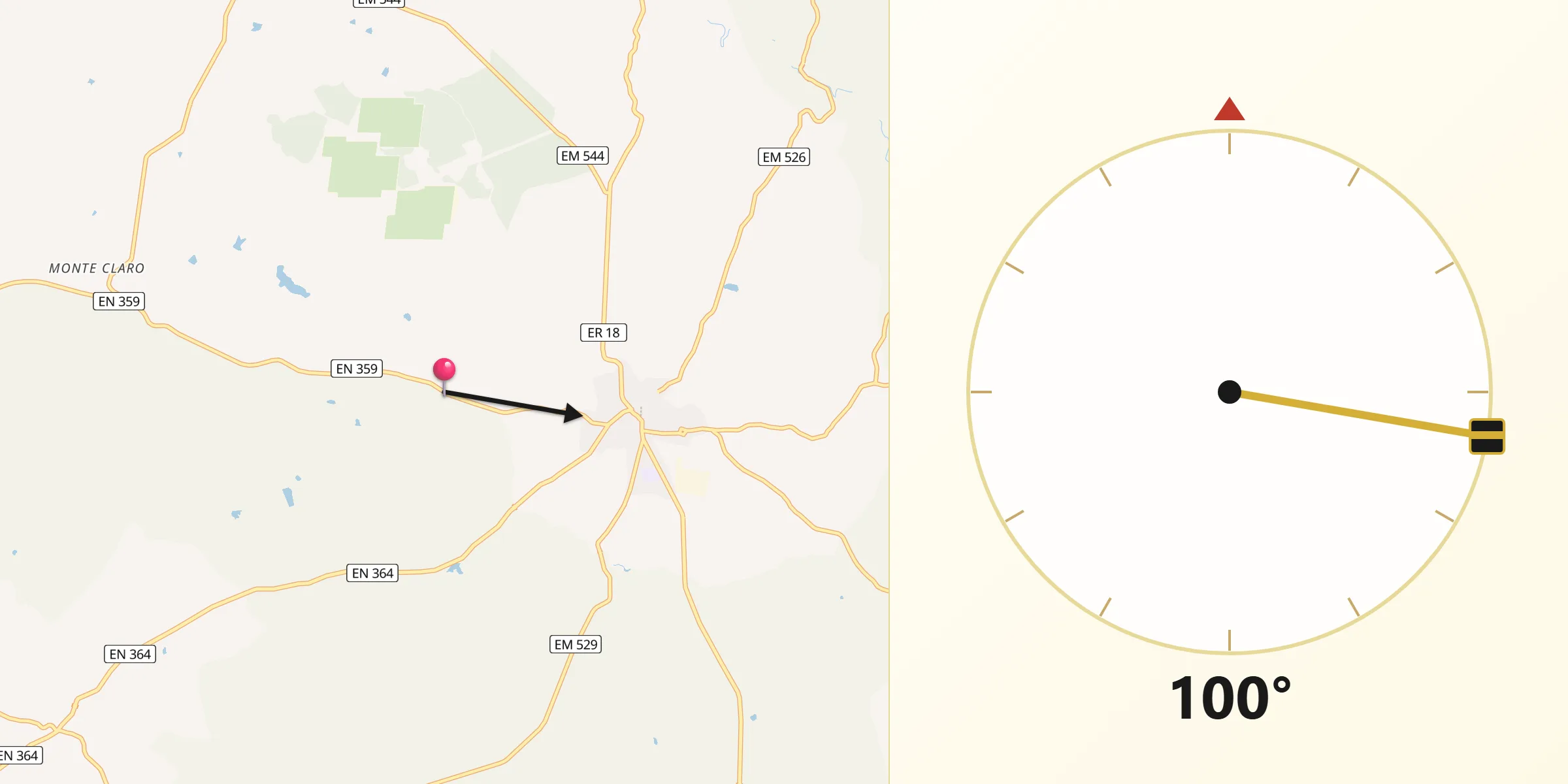 Direção da Qibla a partir de Nisa