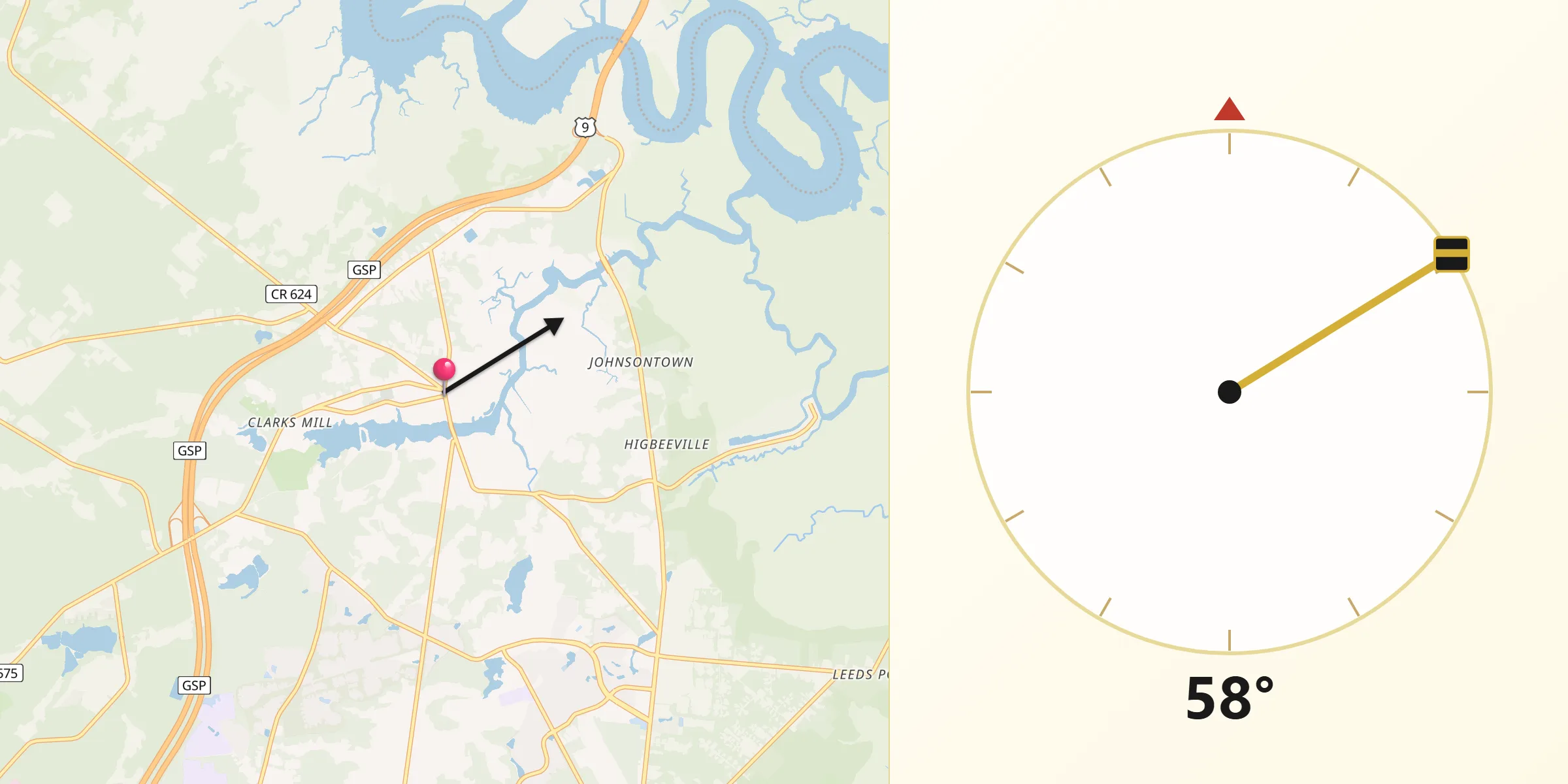 Qibla Direction from Port Republic