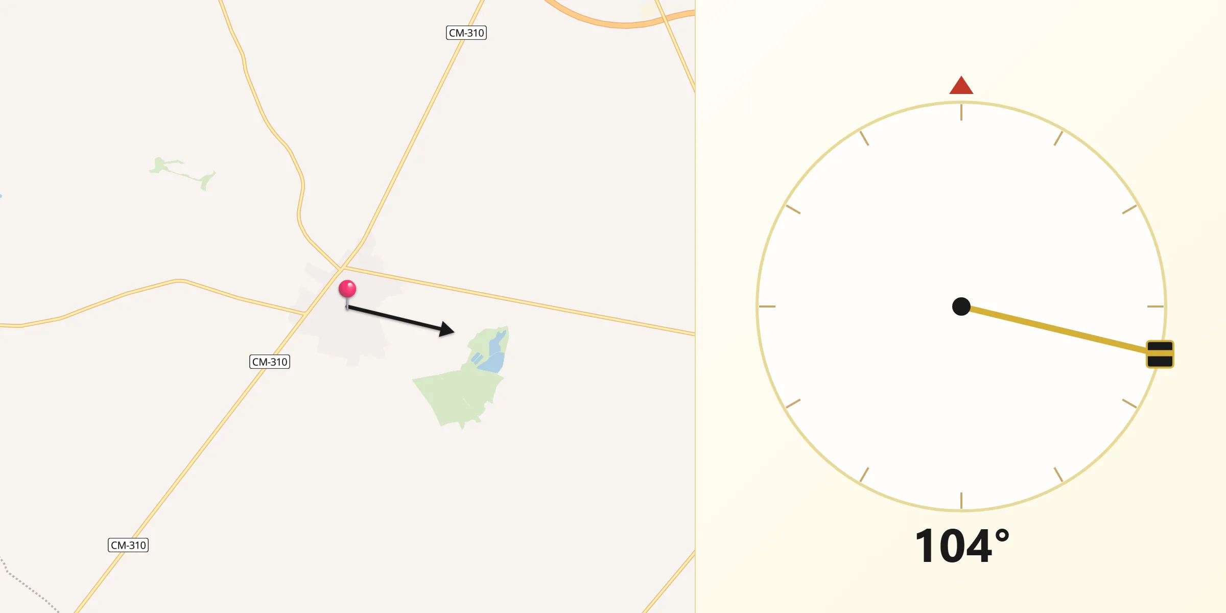Dirección de la Qibla desde Miguel Esteban