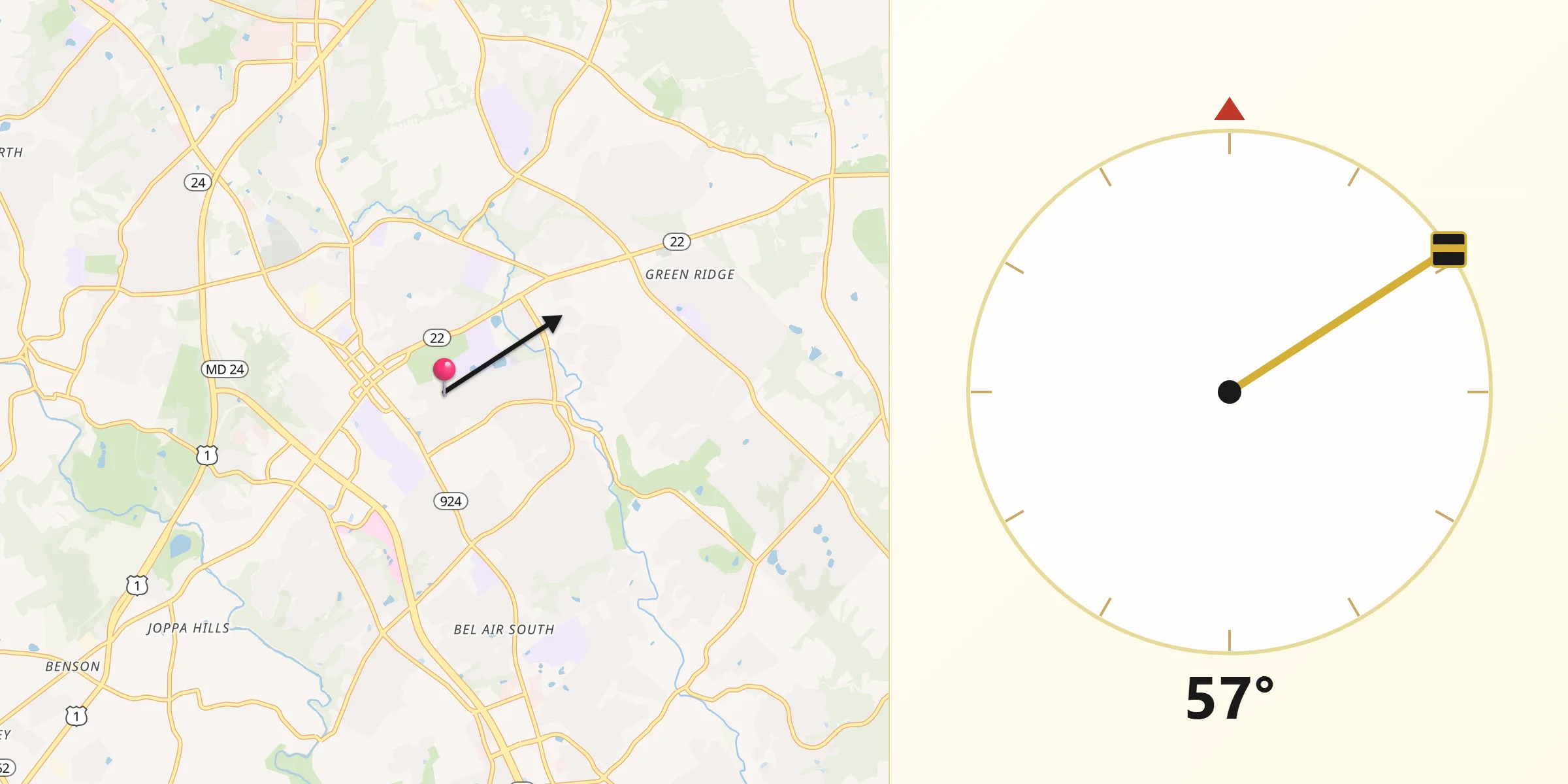 Qibla Direction from South Bel Air
