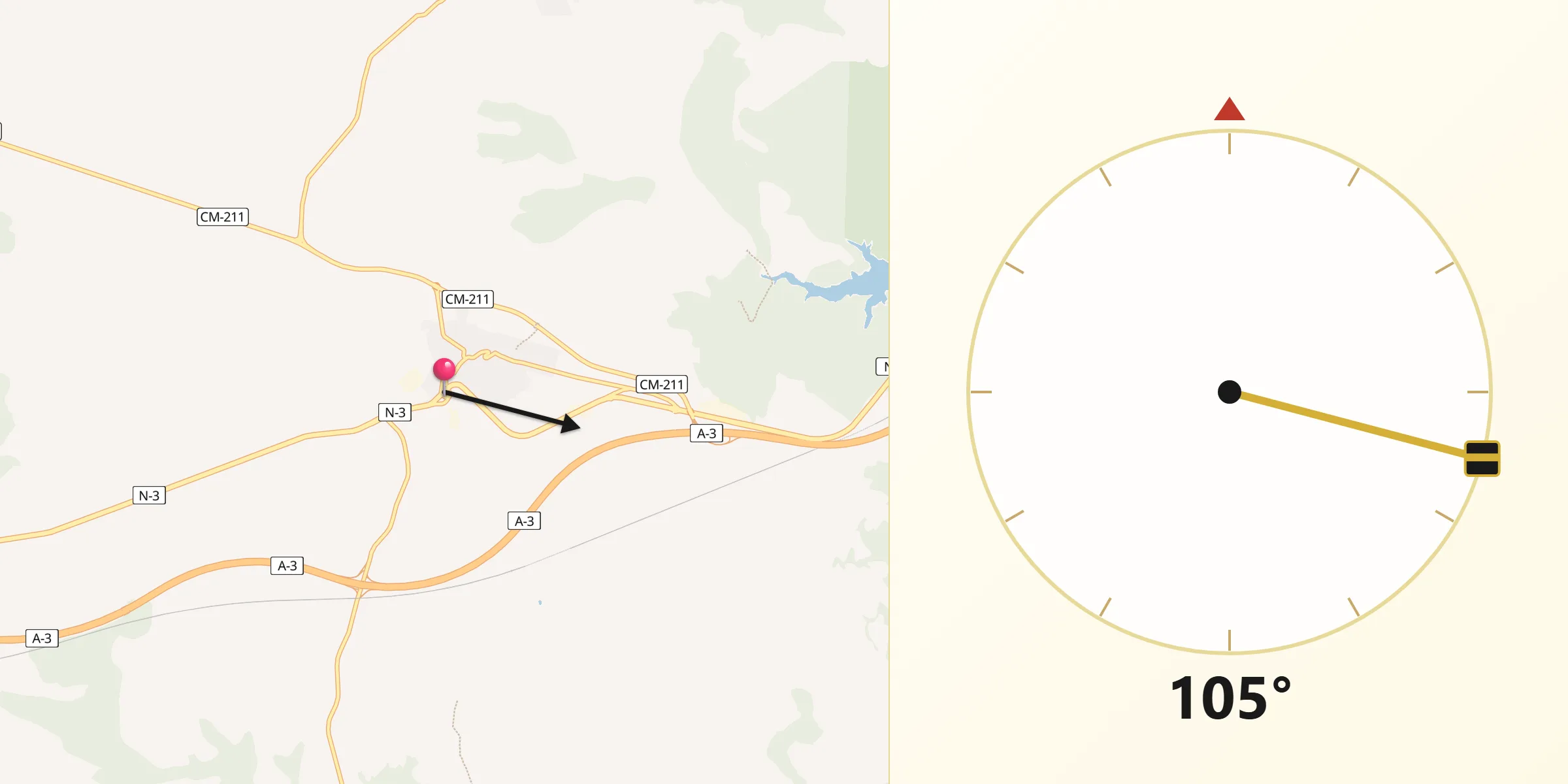 Dirección de la Qibla desde Minglanilla