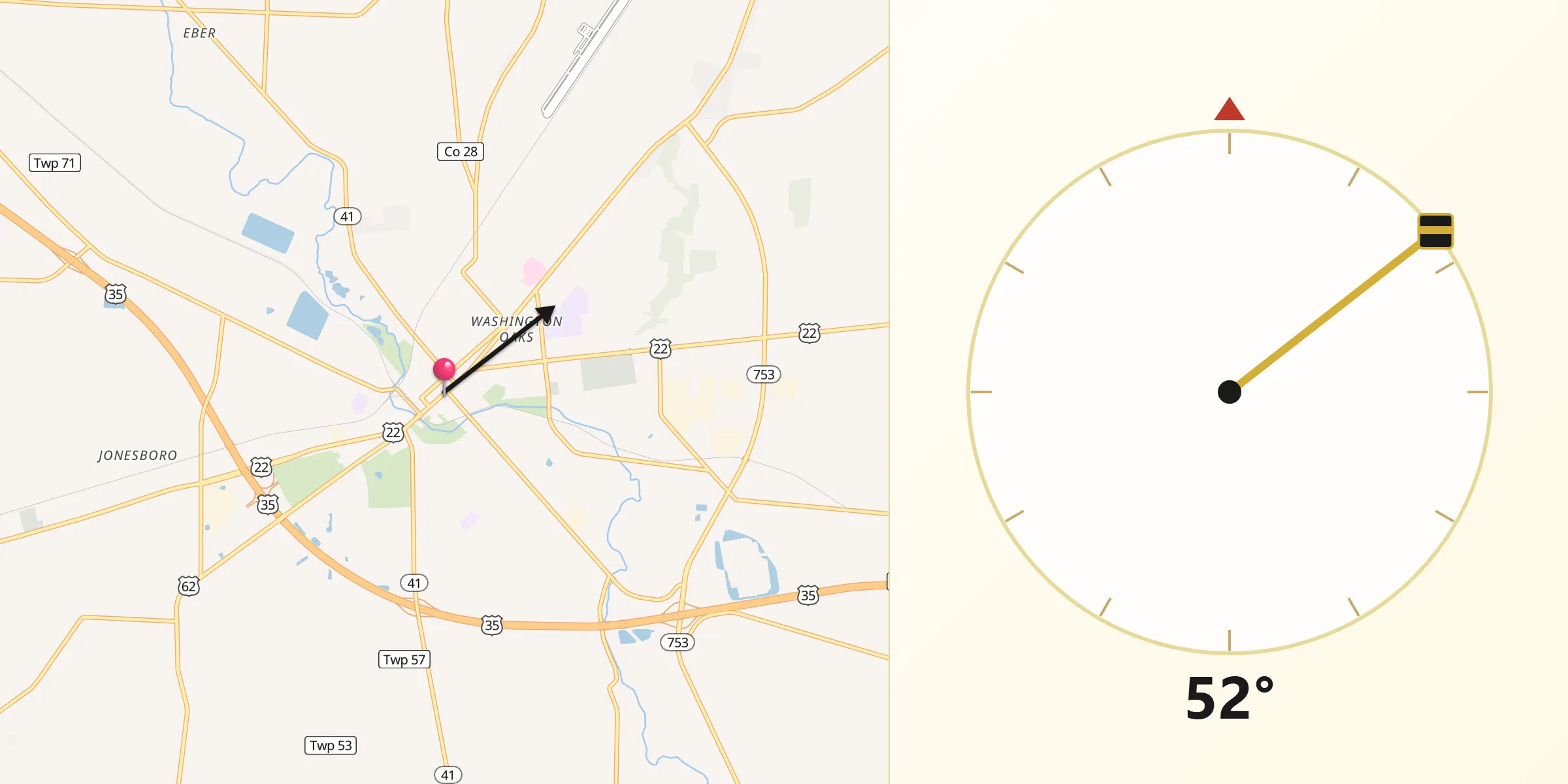Qibla Direction from Washington Court House