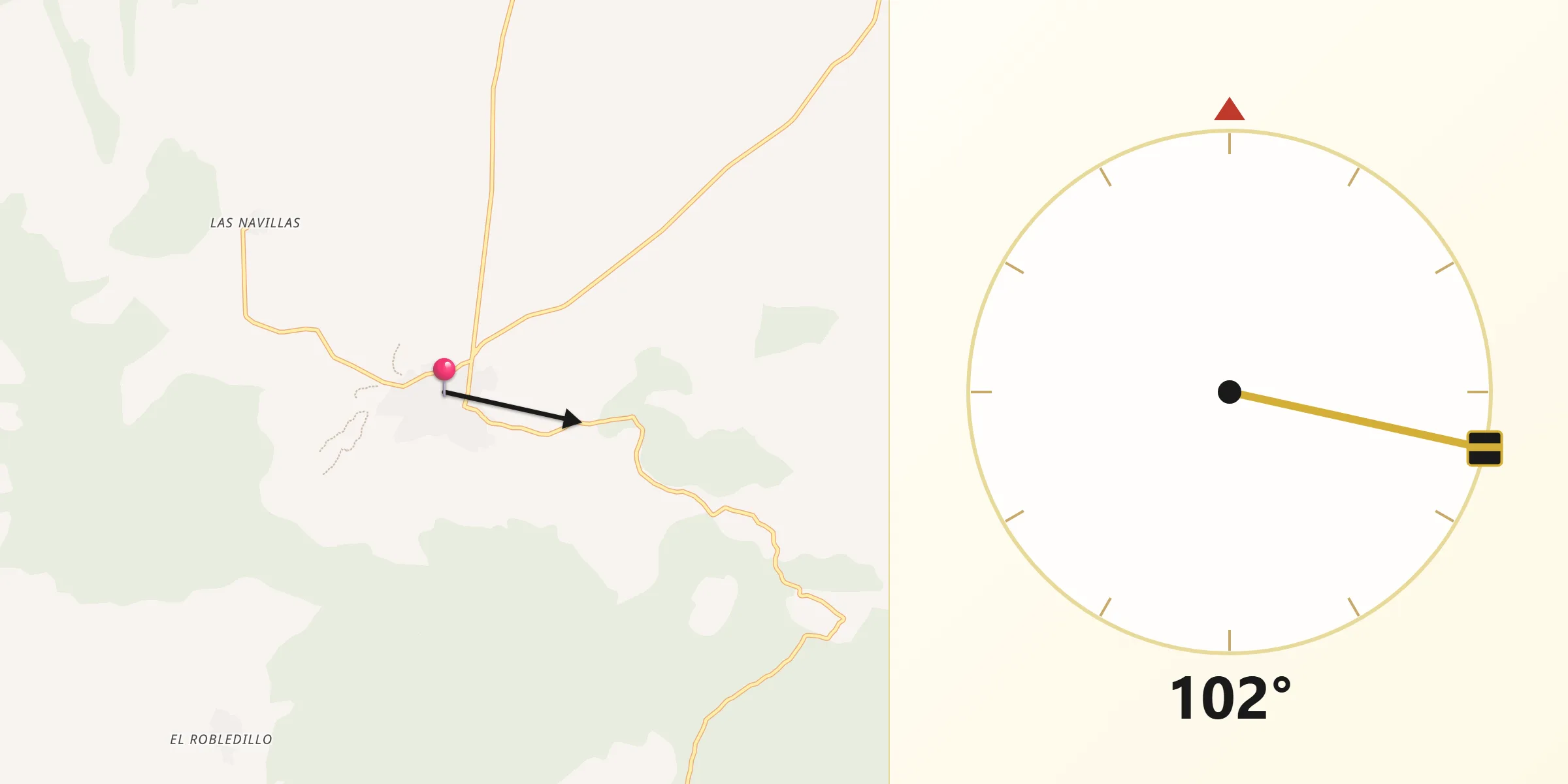 Dirección de la Qibla desde San Pablo de los Montes
