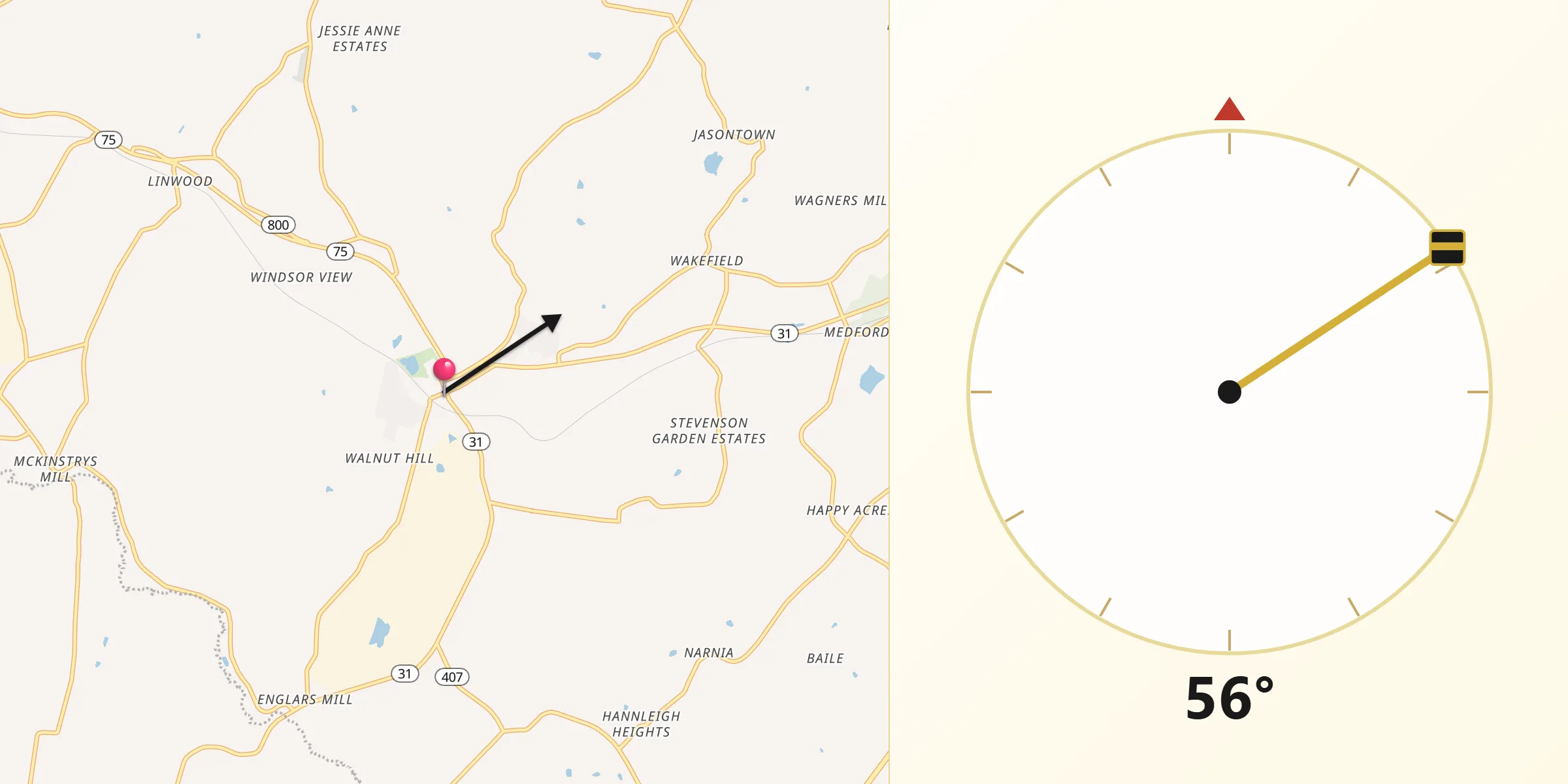 Qibla Direction from New Windsor