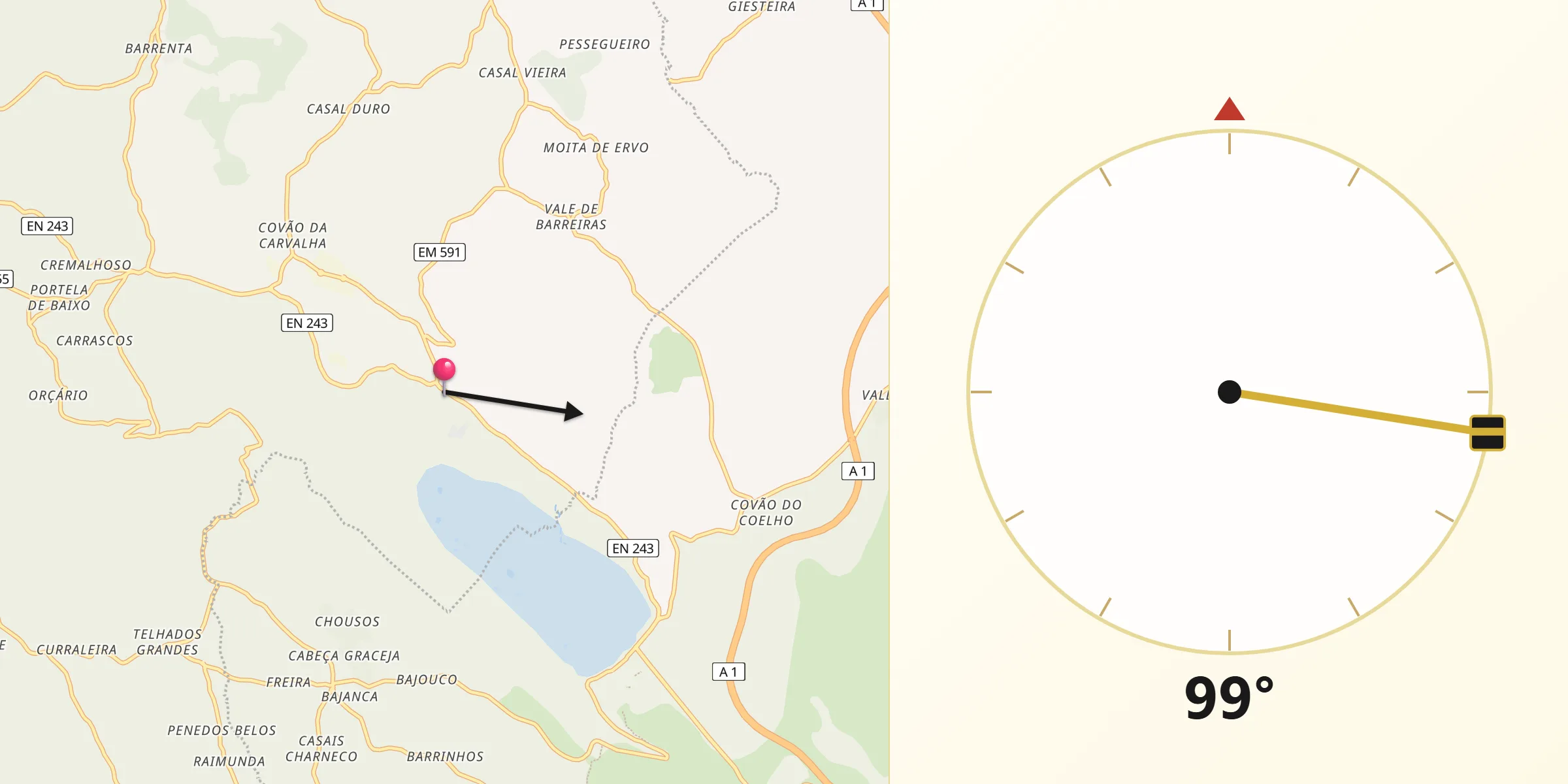 Direção da Qibla a partir de Mira