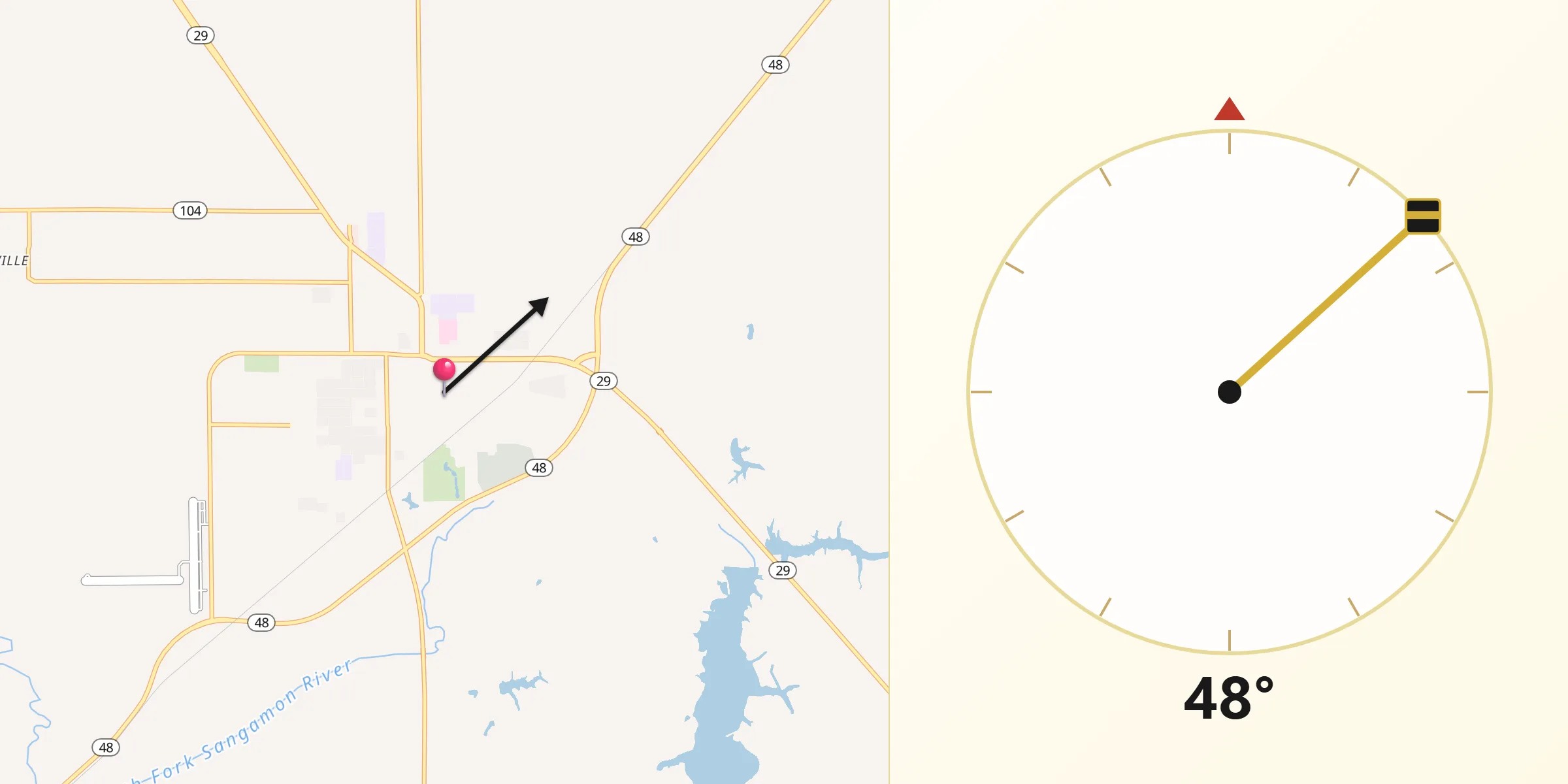 Qibla Direction from Taylorville
