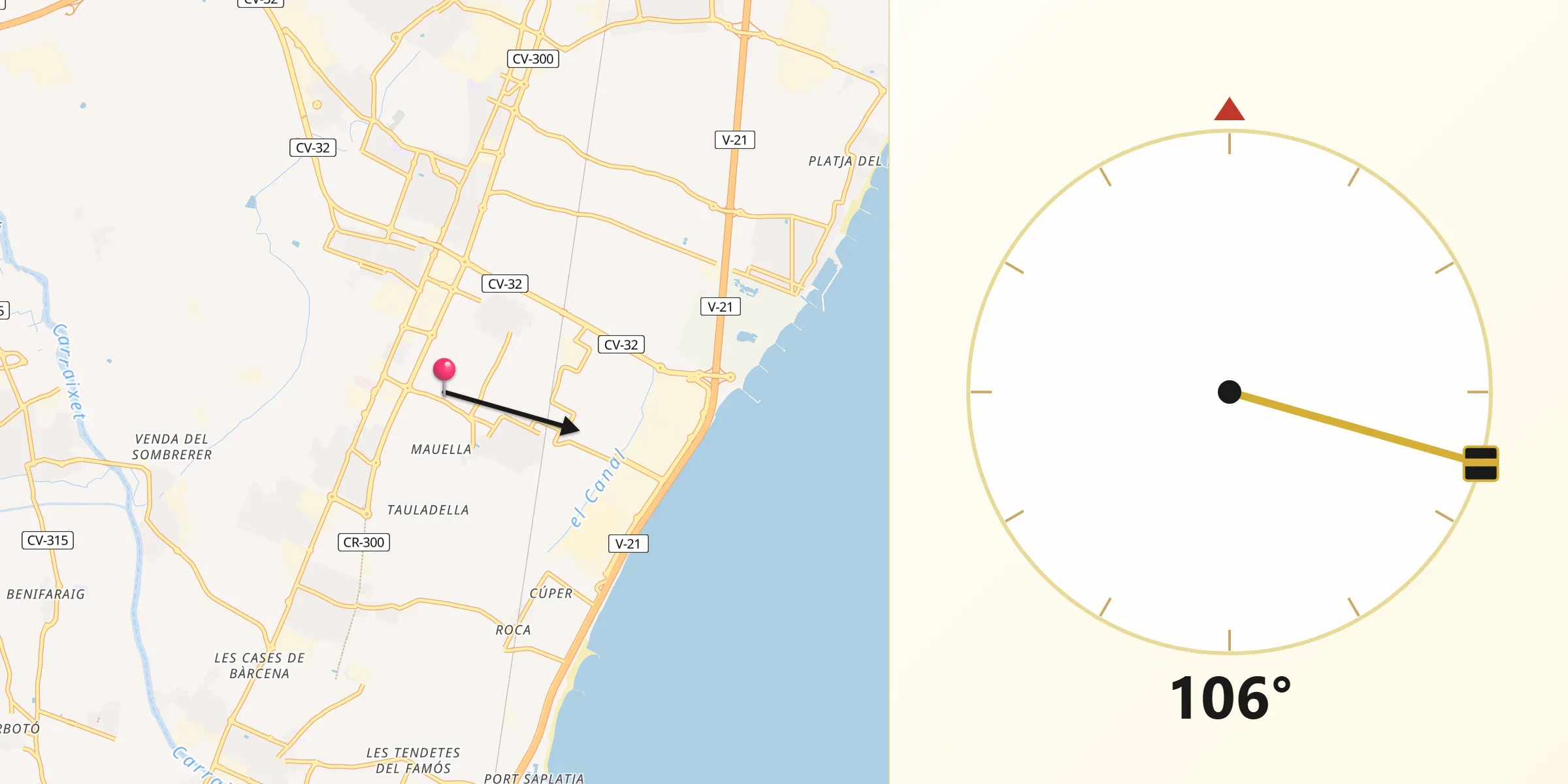 Dirección de la Qibla desde Emperador