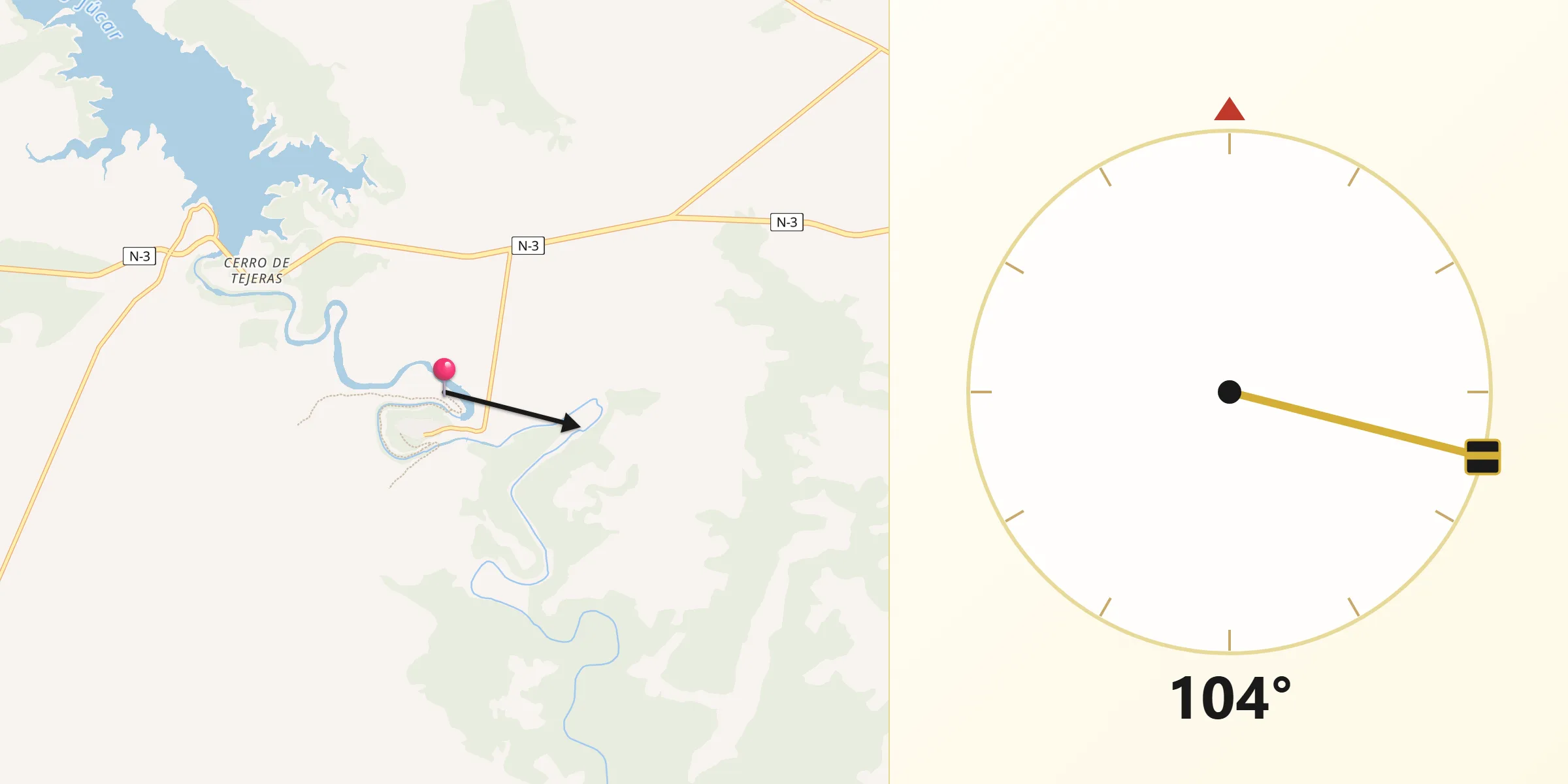 Dirección de la Qibla desde Alarcón