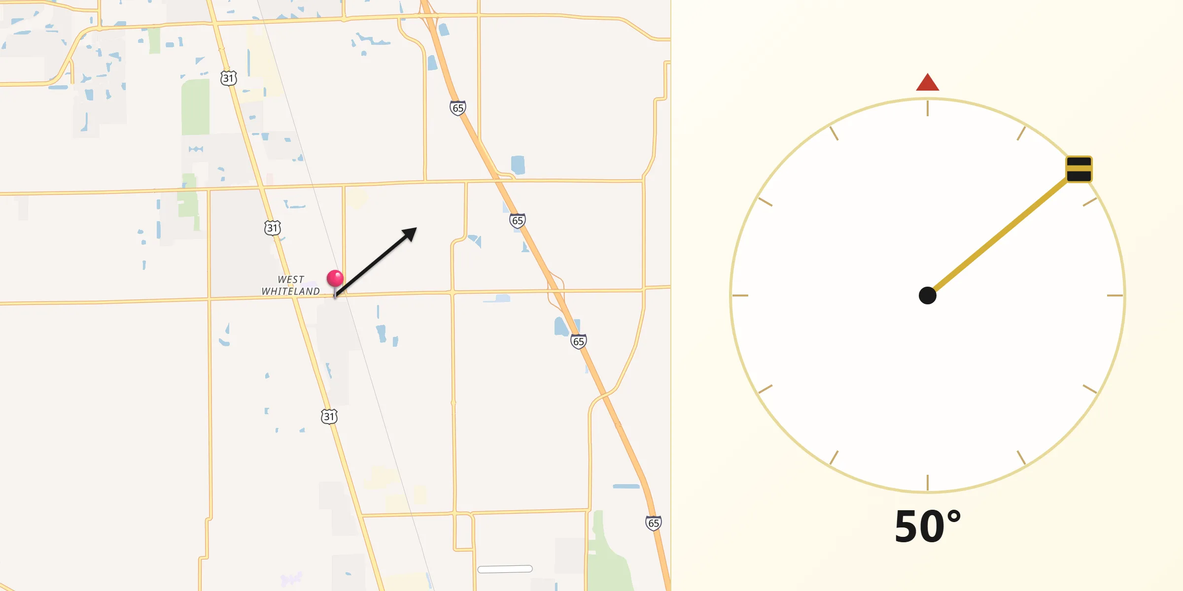 Qibla Direction from Whiteland