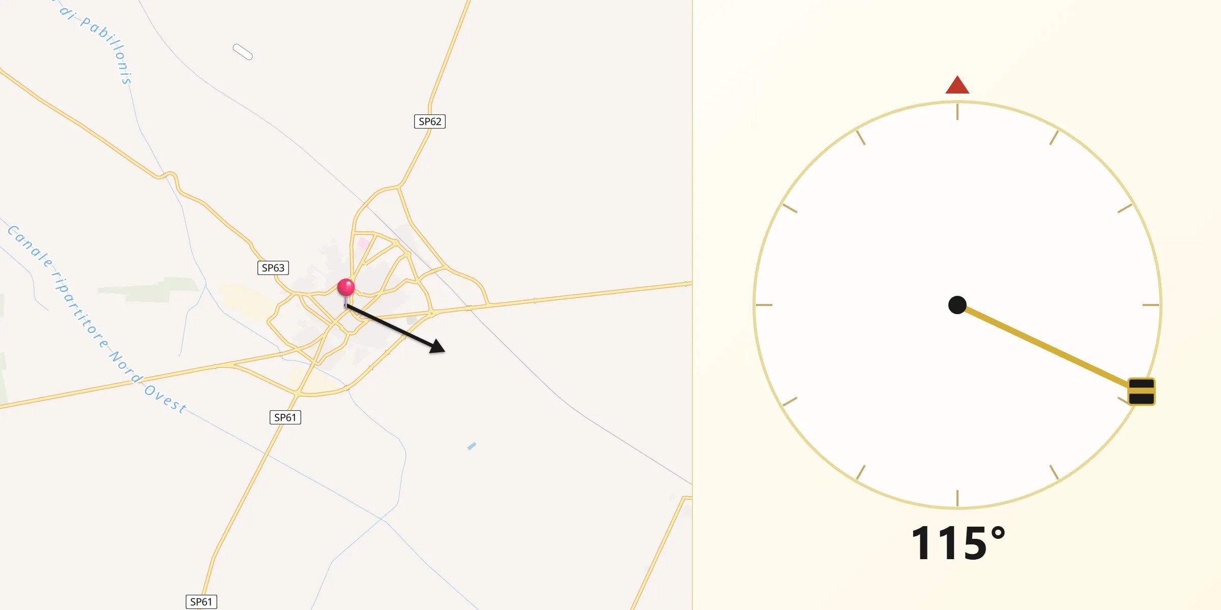 Direzione della Qibla da San Gavino Monreale