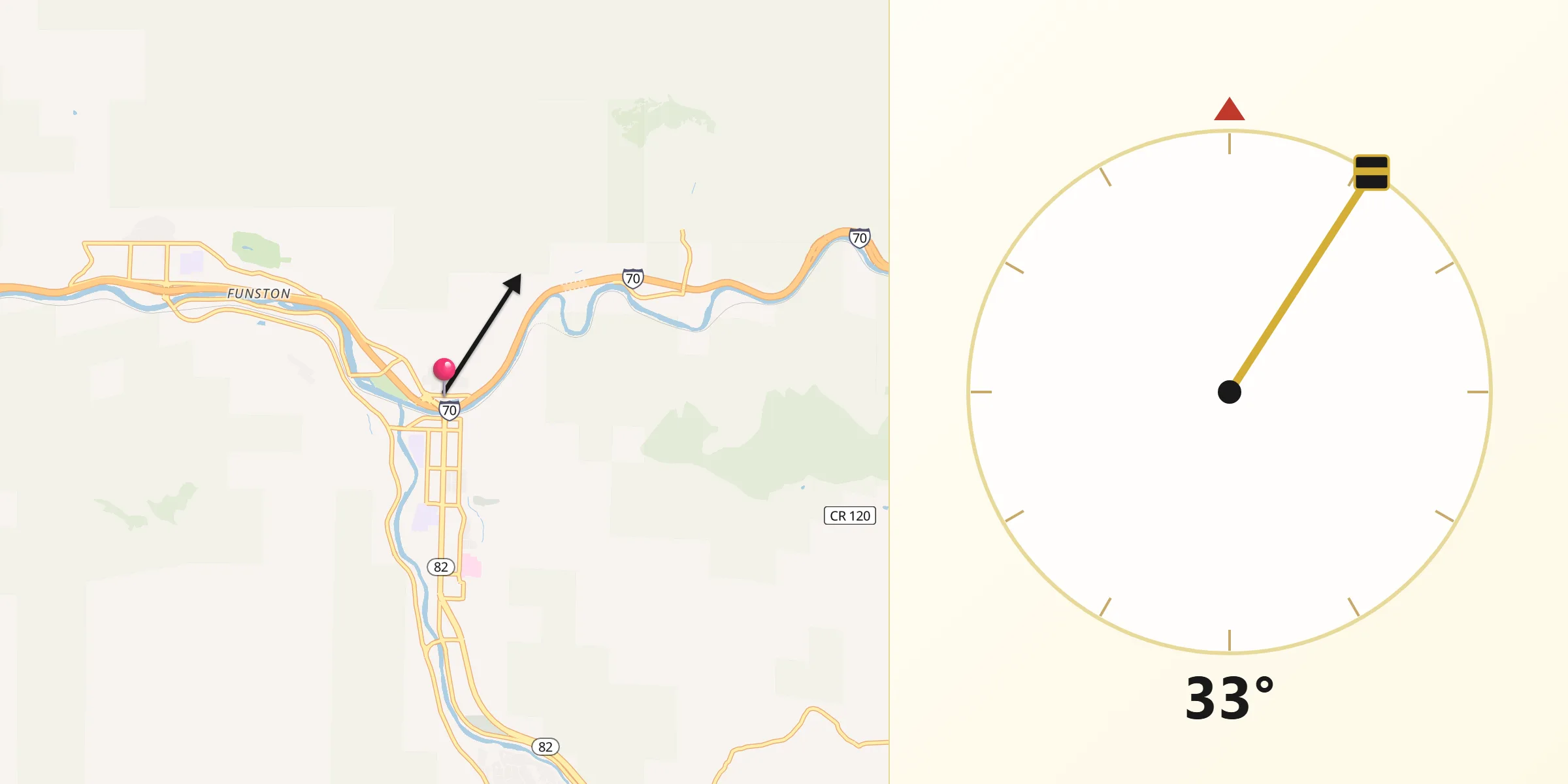 Qibla Direction from Glenwood Springs