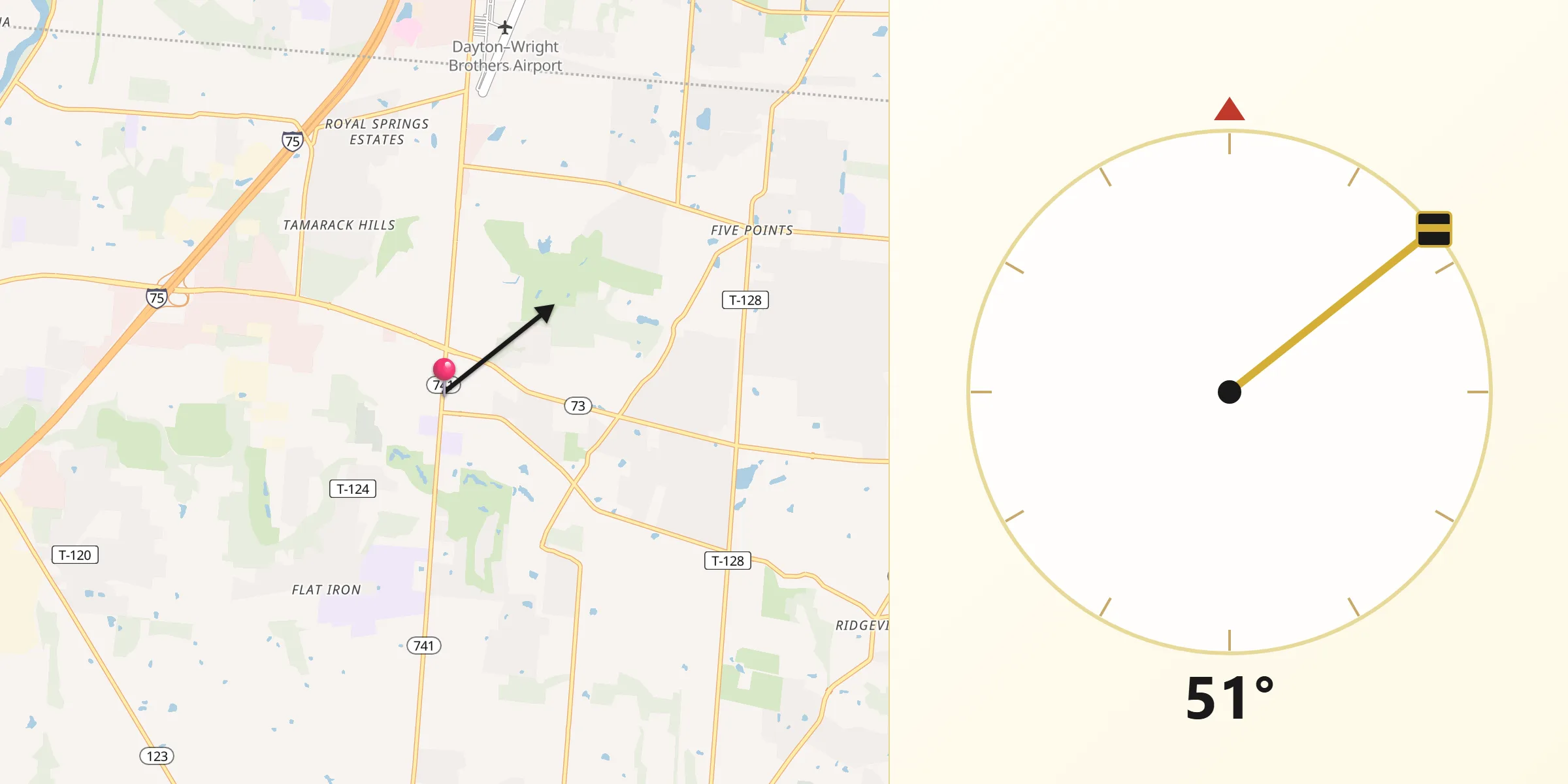 Qibla Direction from Springboro
