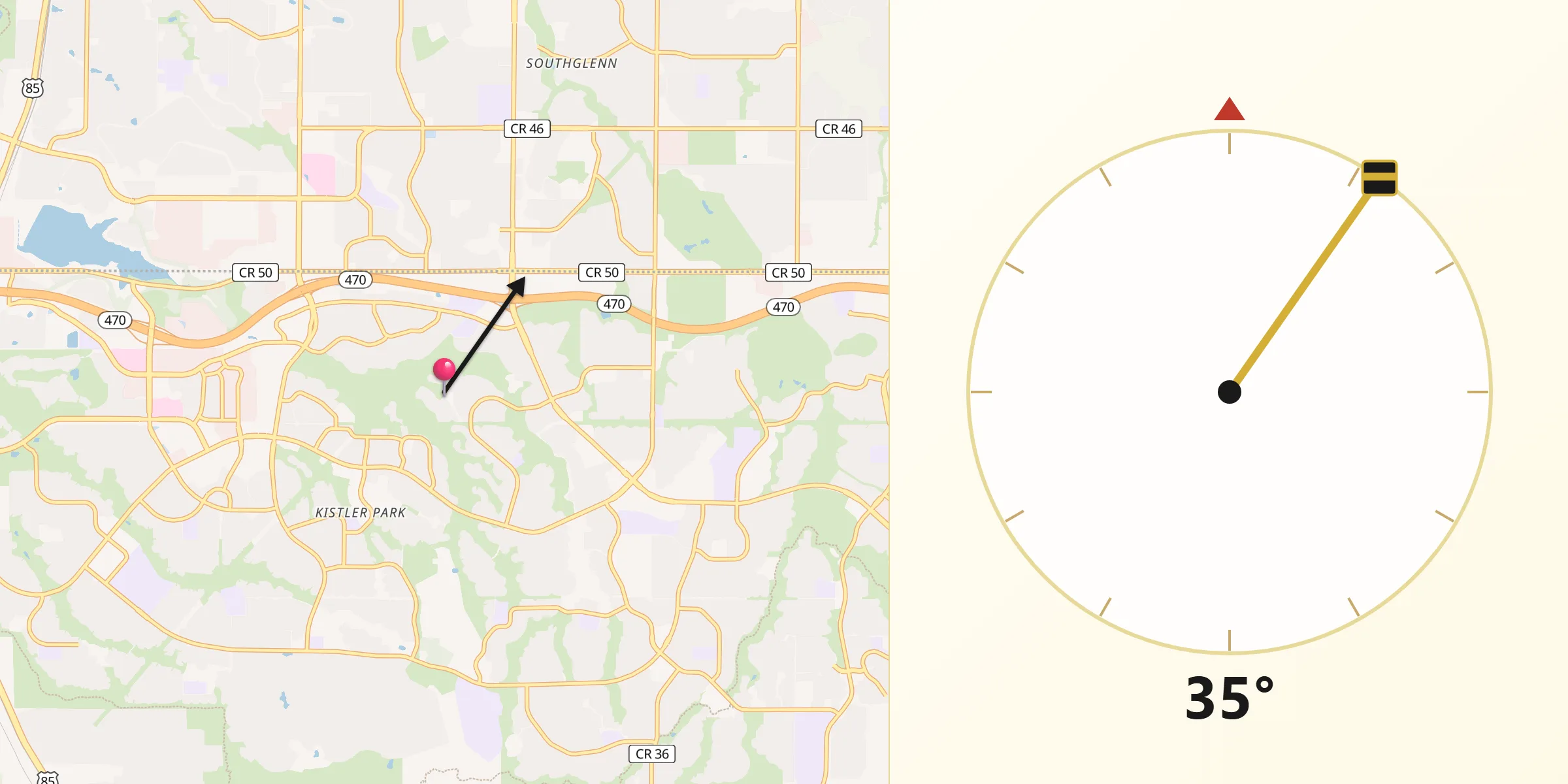 Qibla Direction from Highlands Ranch