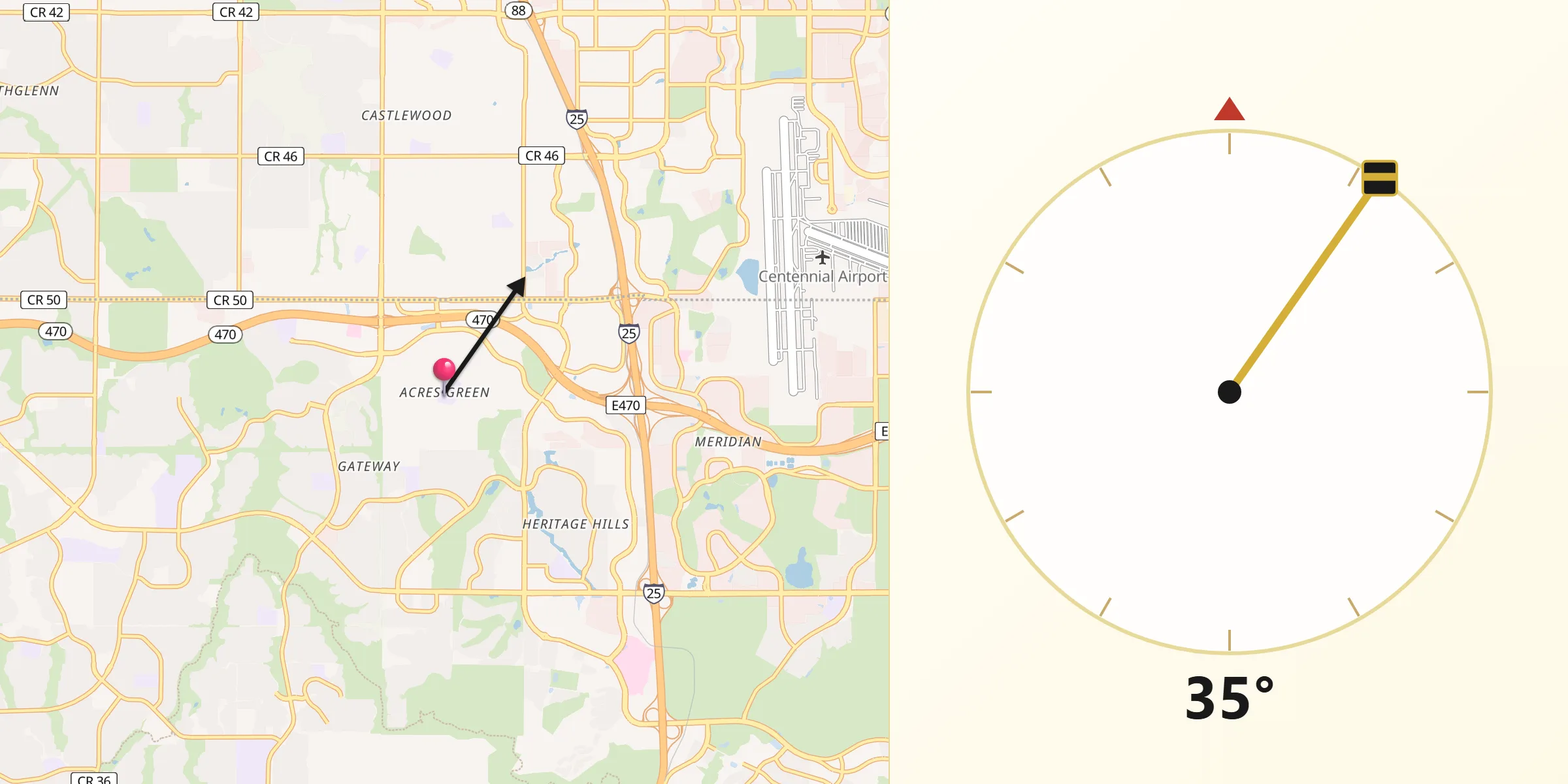 Qibla Direction from Acres Green