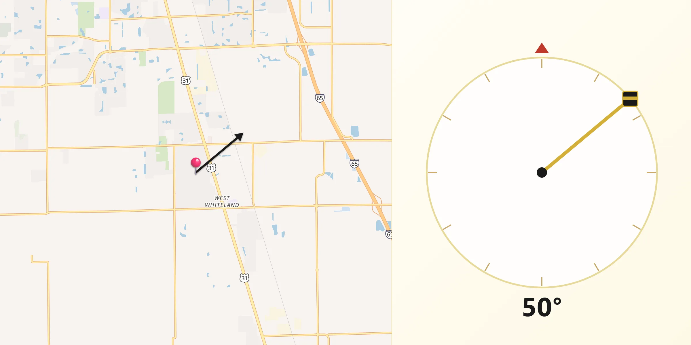 Qibla Direction from New Whiteland