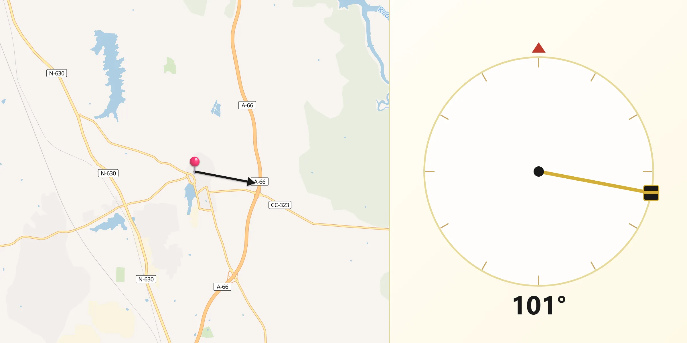Dirección de la Qibla desde Casar de Cáceres