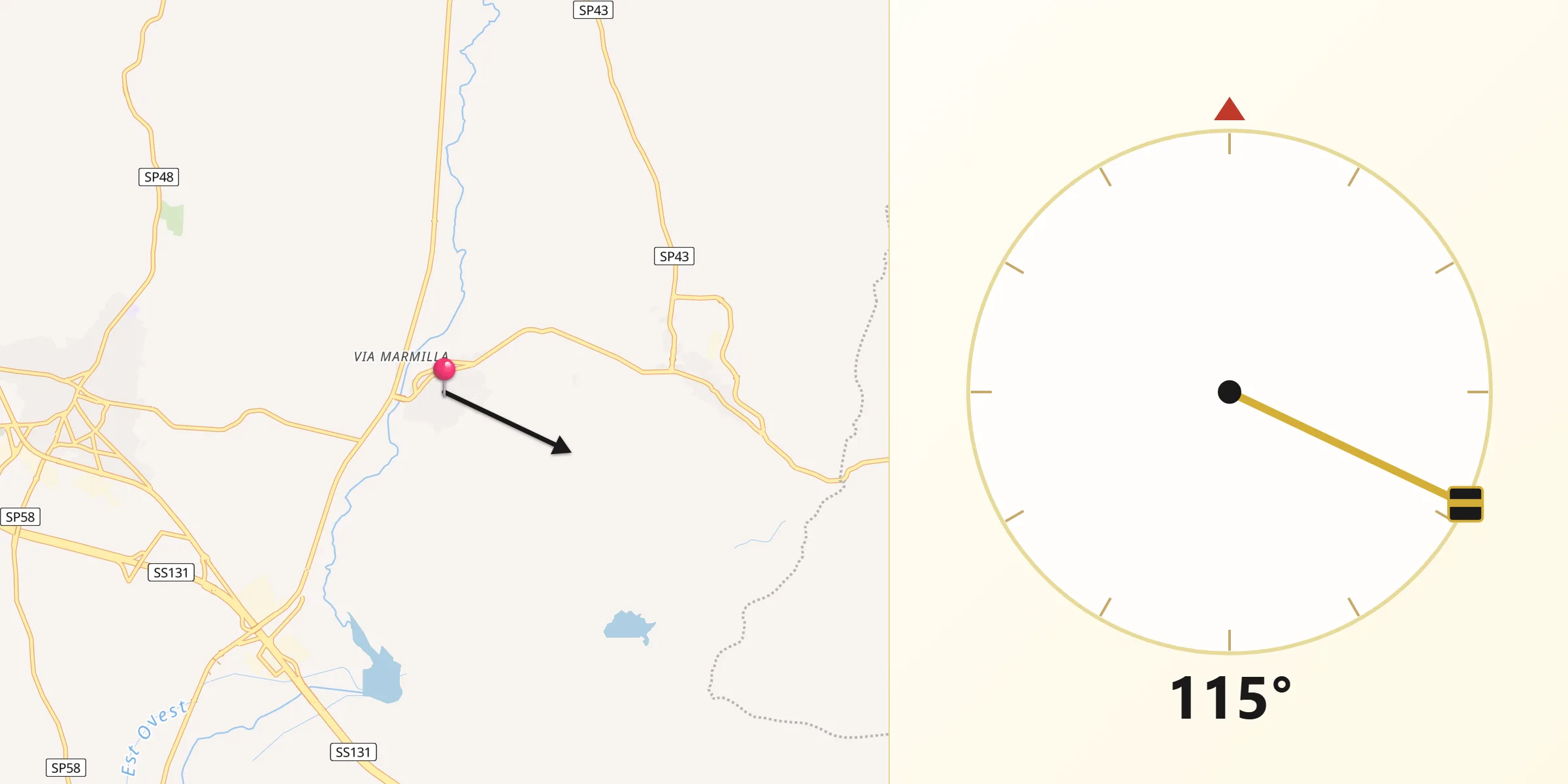 Direzione della Qibla da Furtei