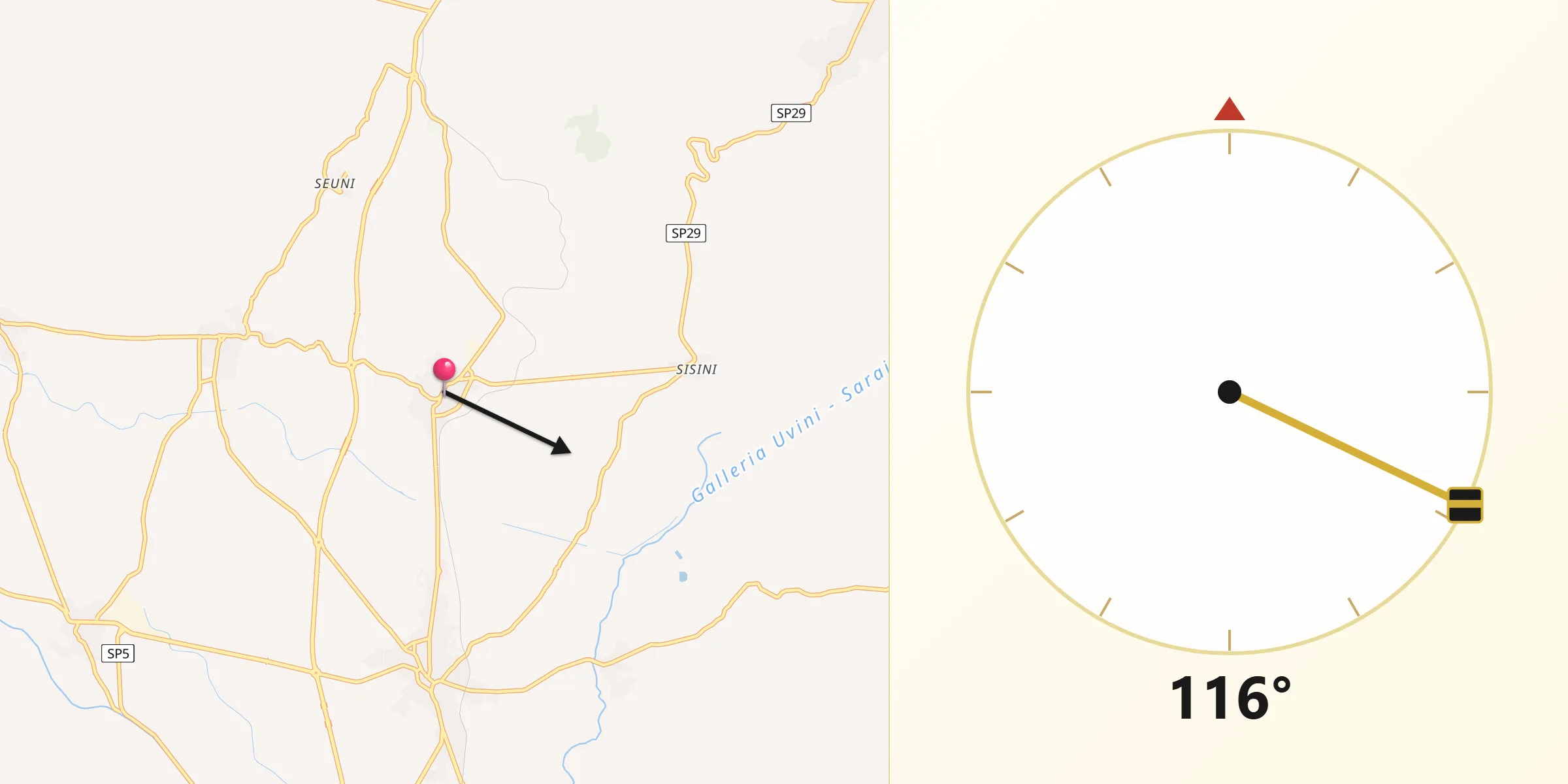 Direzione della Qibla da Suelli
