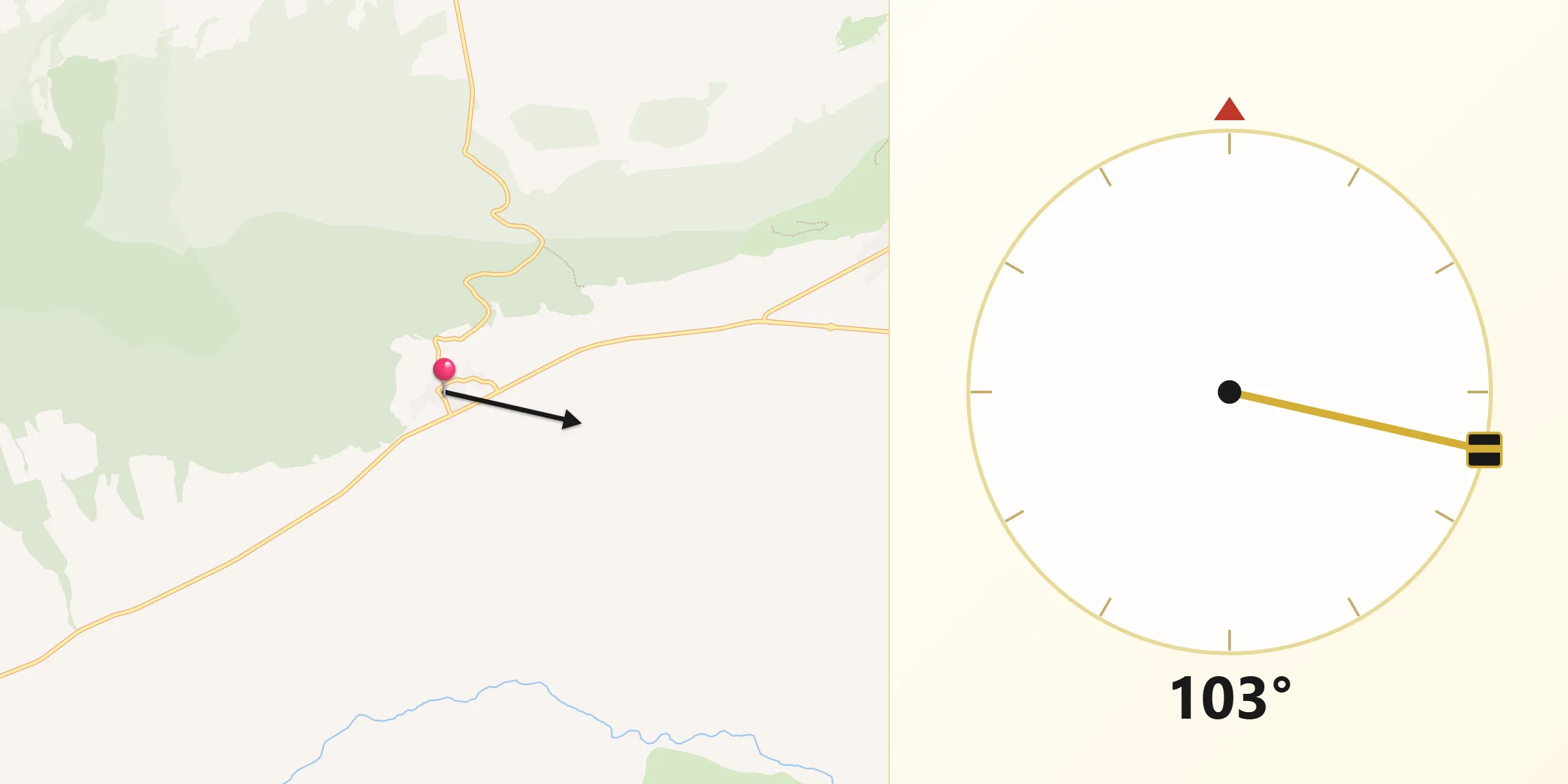 Dirección de la Qibla desde Marjaliza