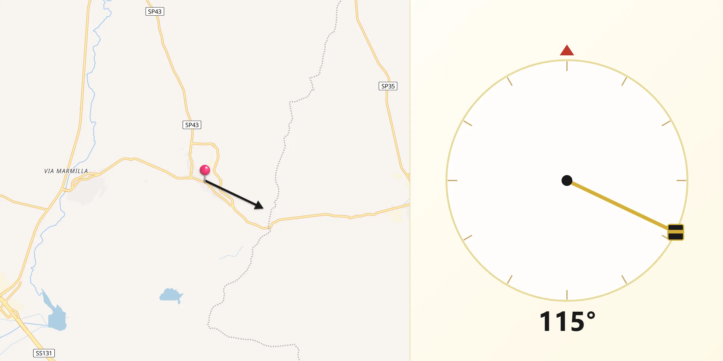 Direzione della Qibla da Segariu