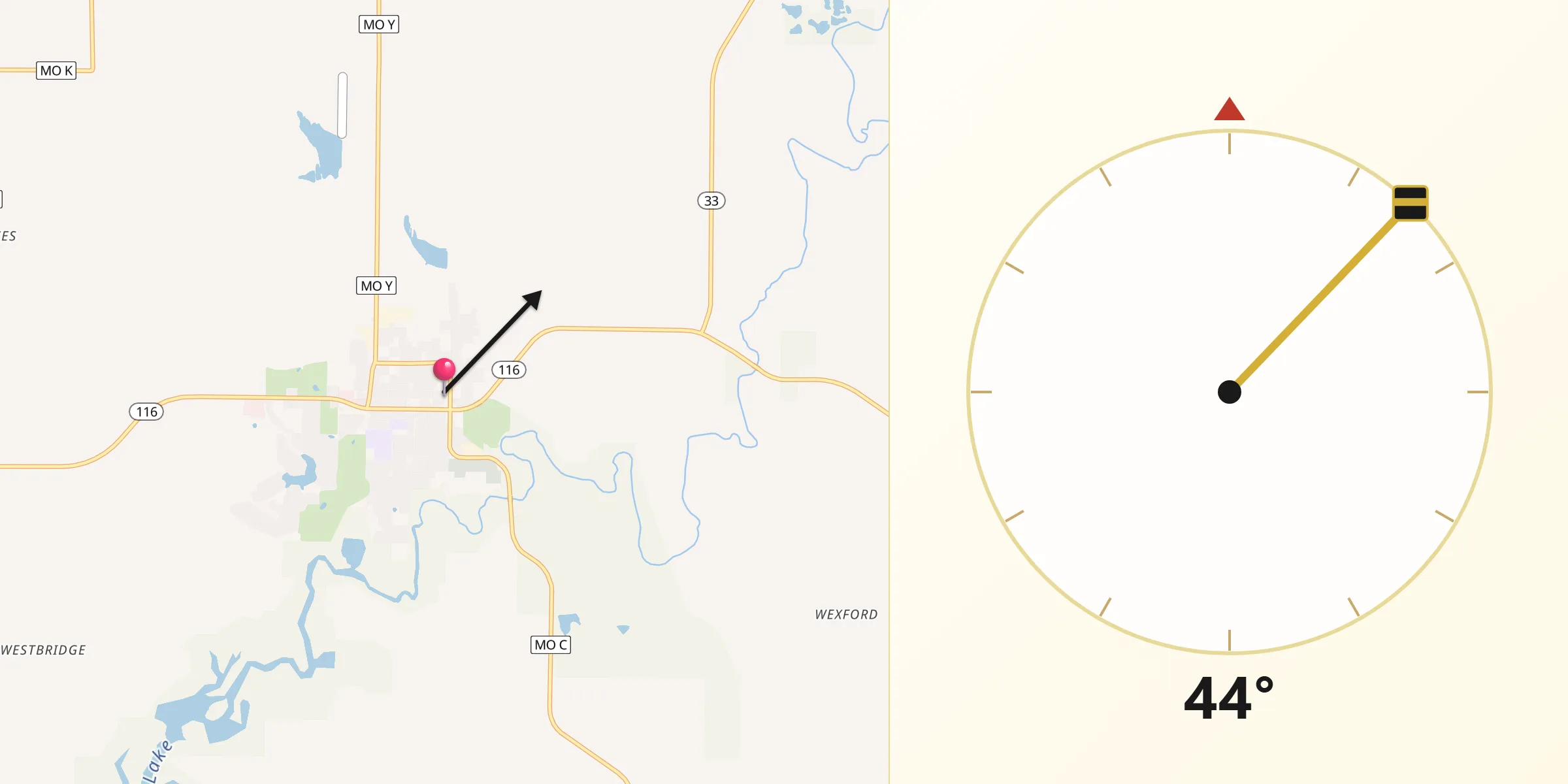 Qibla Direction from Plattsburg