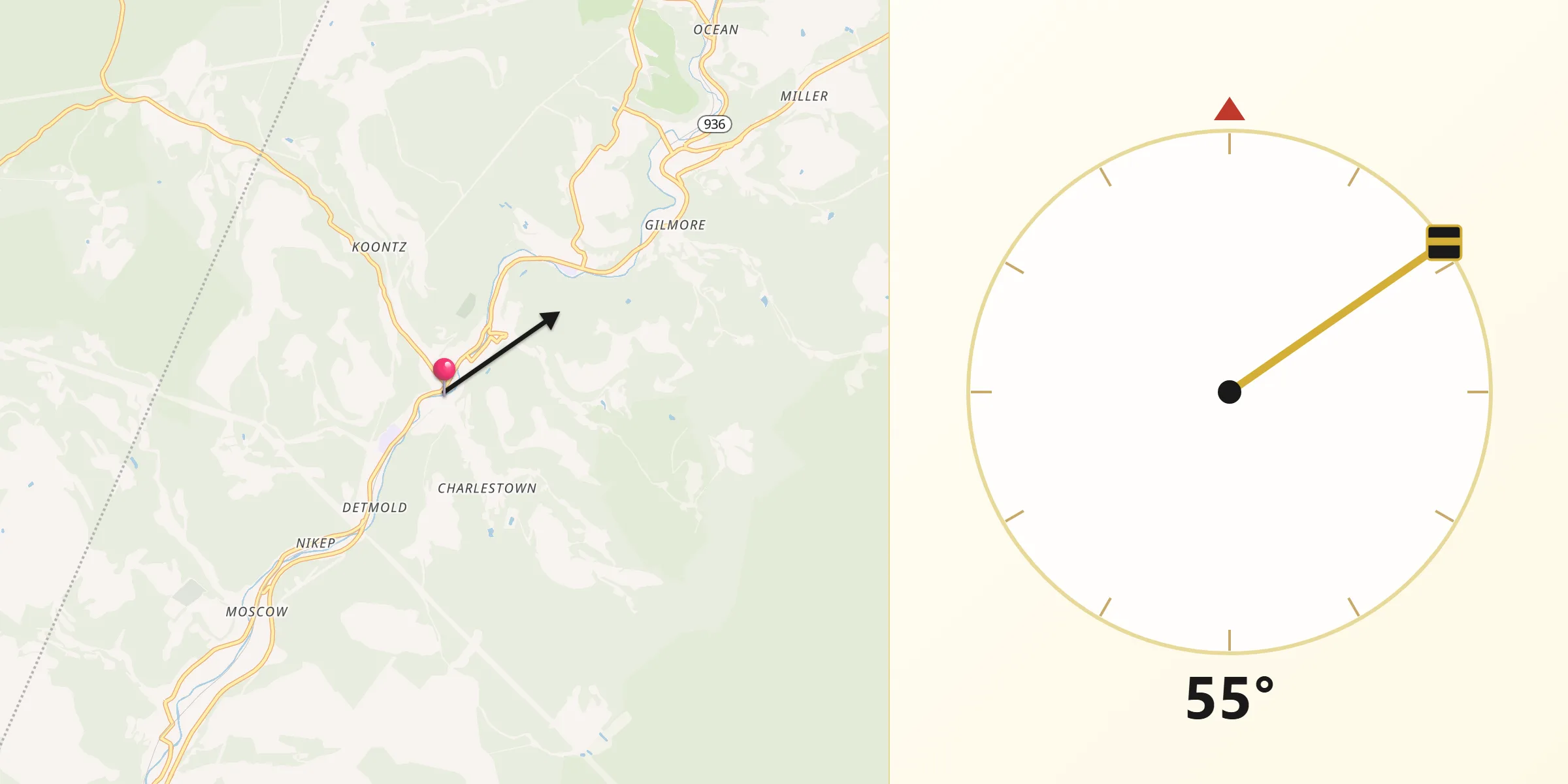 Qibla Direction from Lonaconing