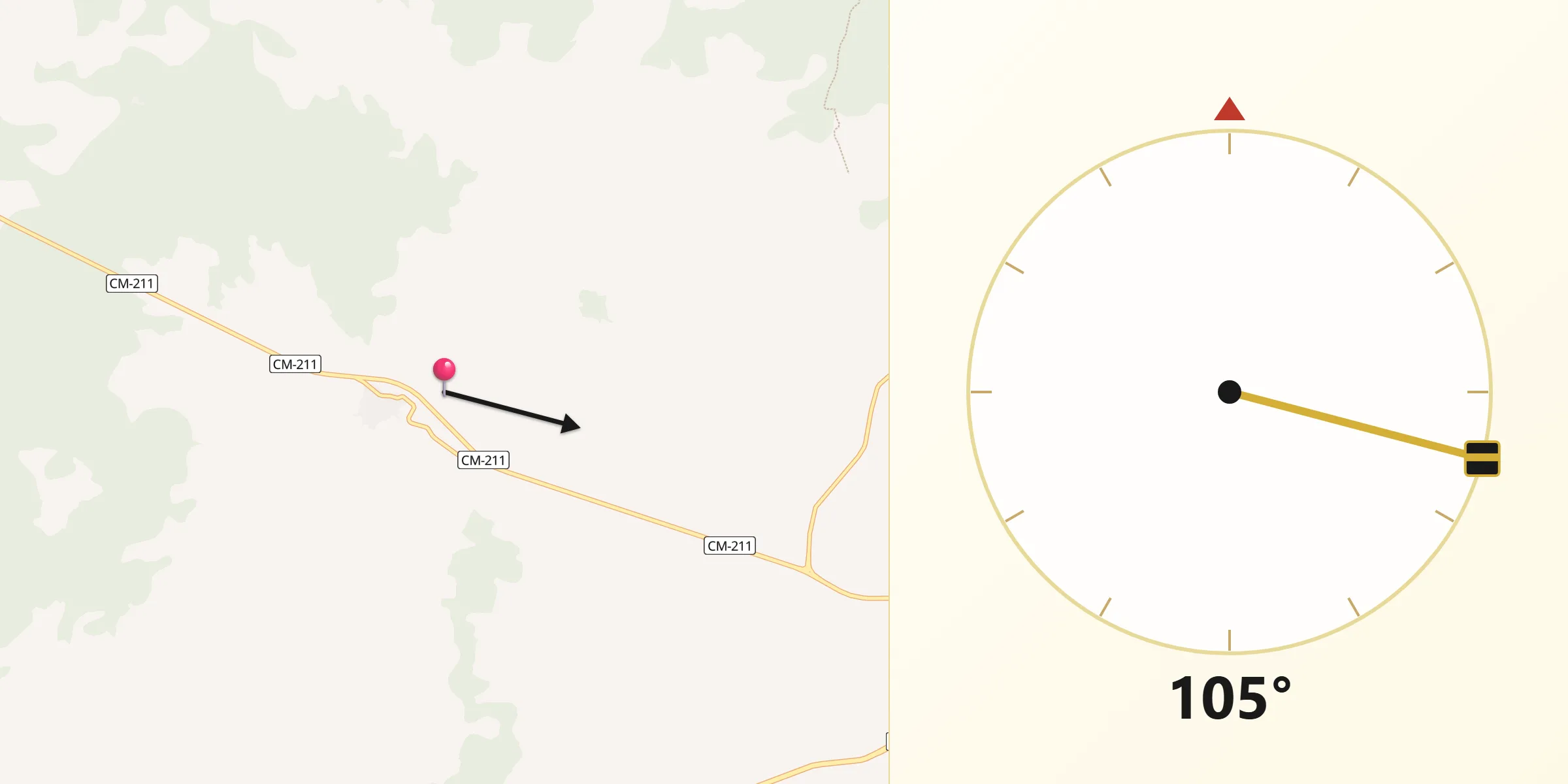 Dirección de la Qibla desde Puebla del Salvador