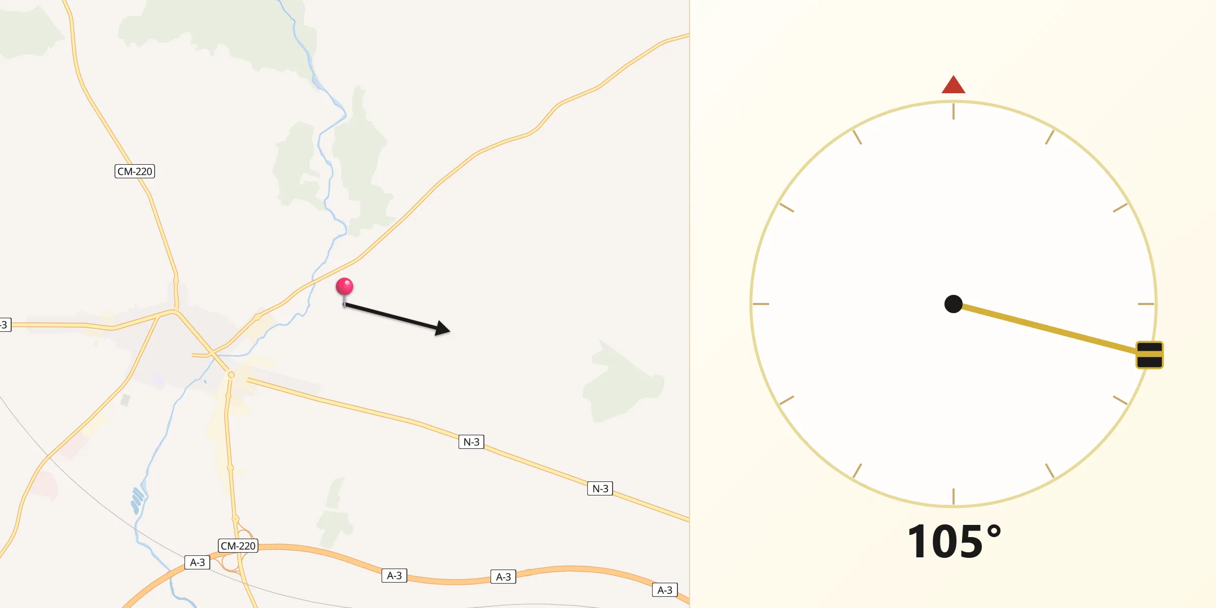 Dirección de la Qibla desde Motilla del Palancar
