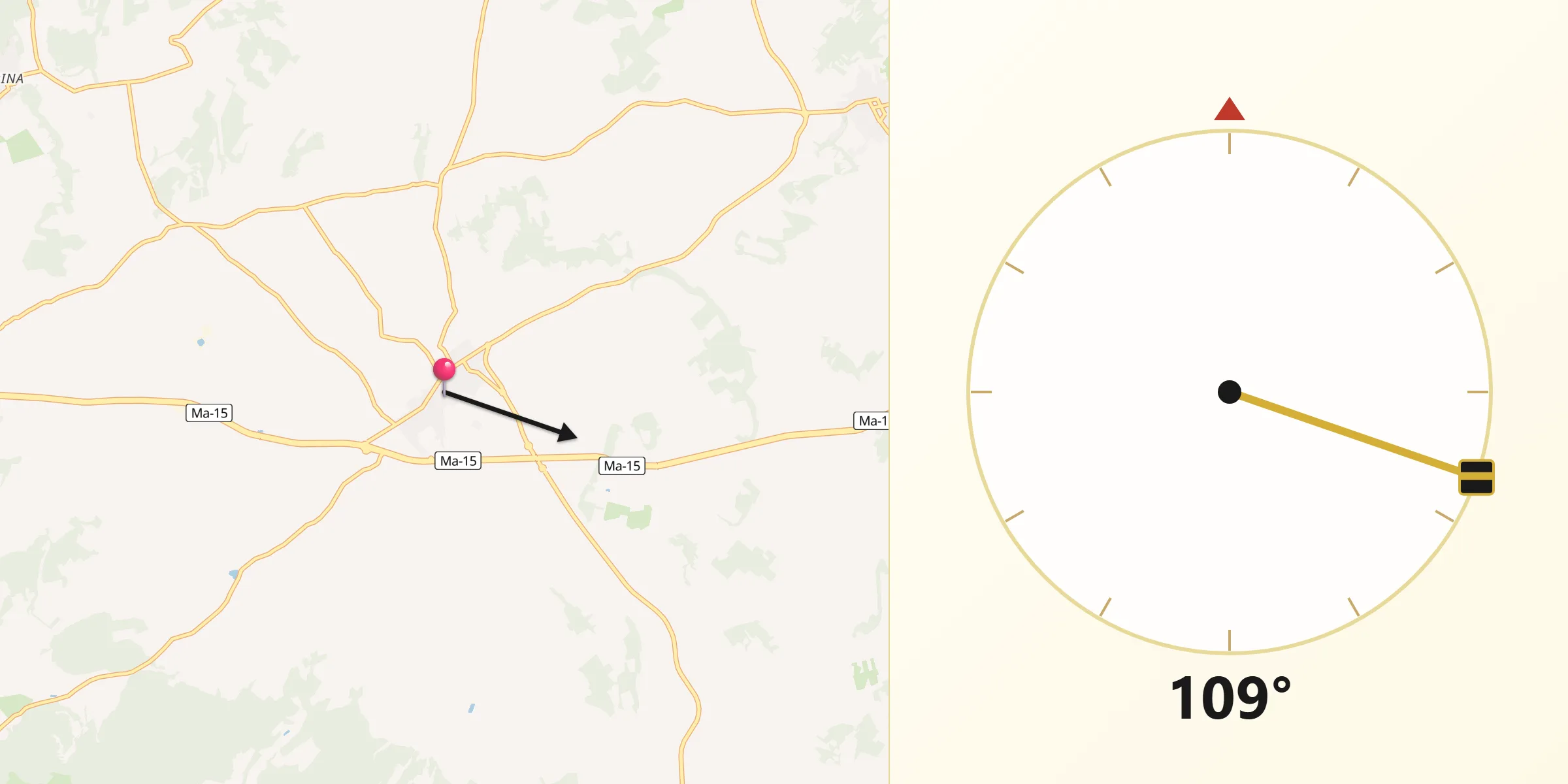 Dirección de la Qibla desde Montuïri