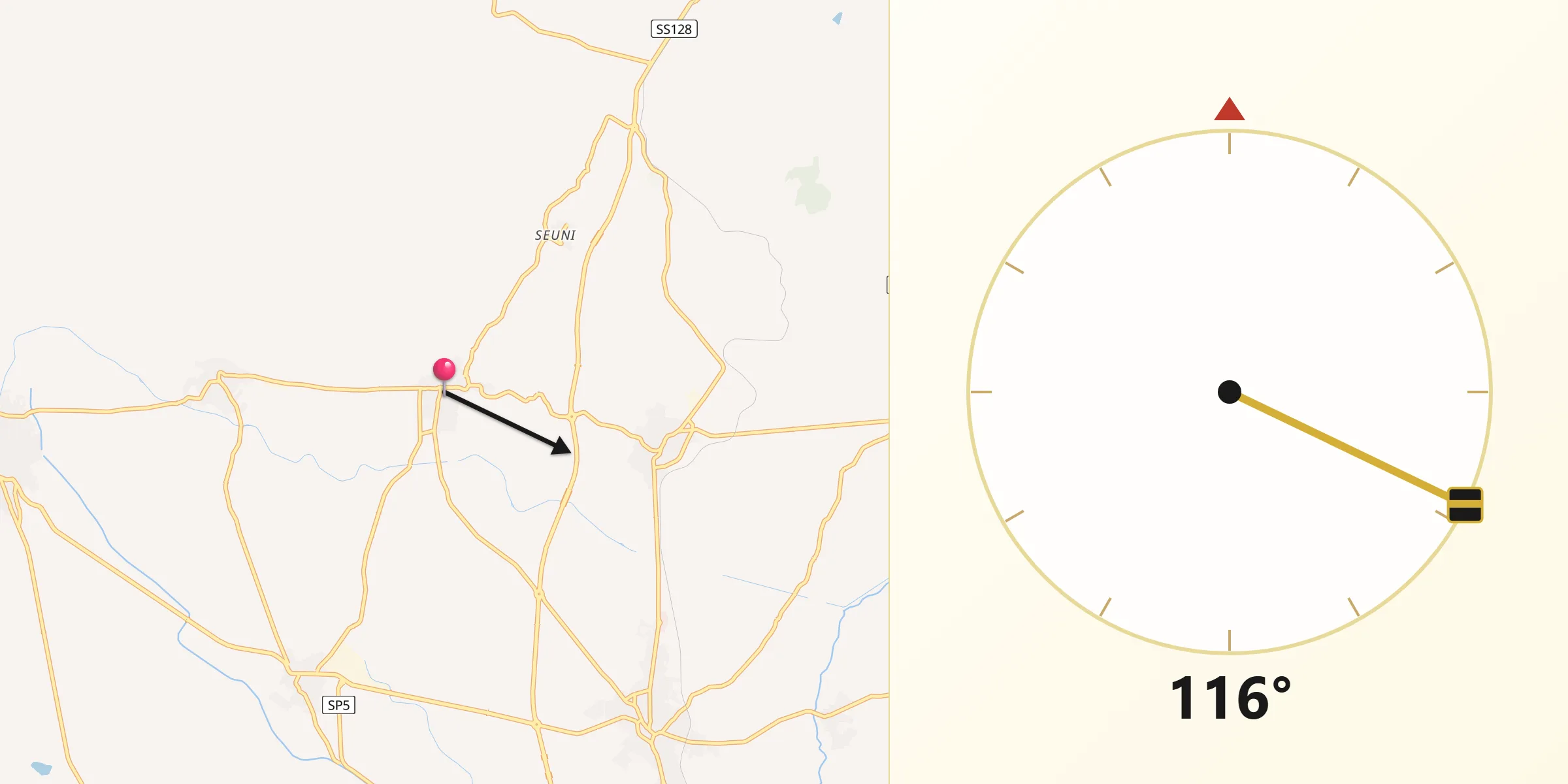 Direzione della Qibla da Selegas