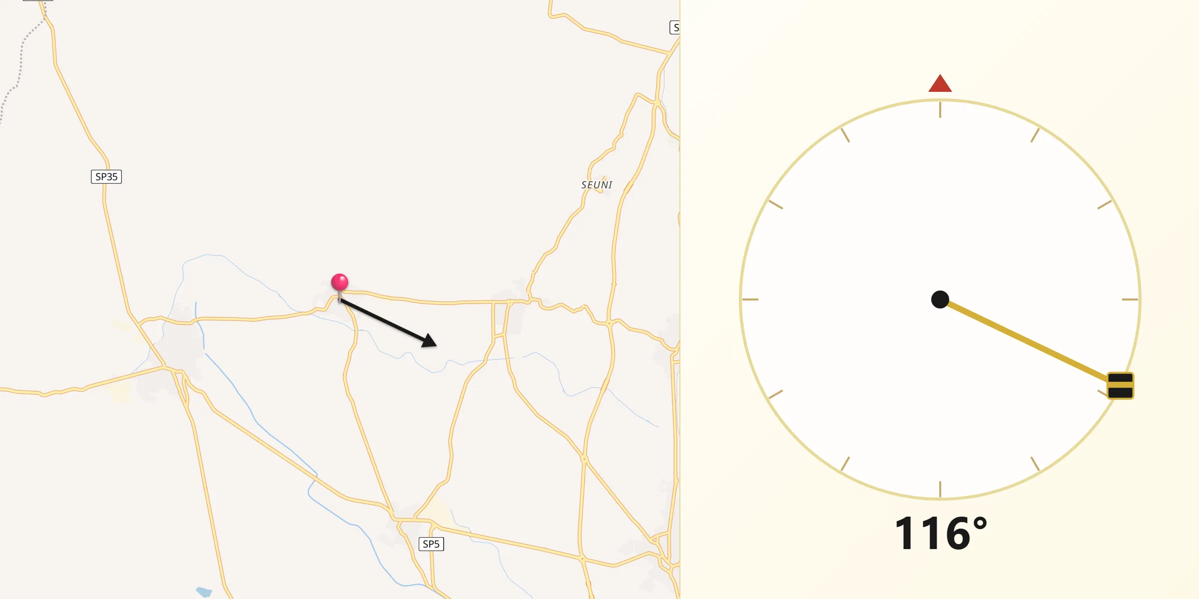 Direzione della Qibla da Guamaggiore