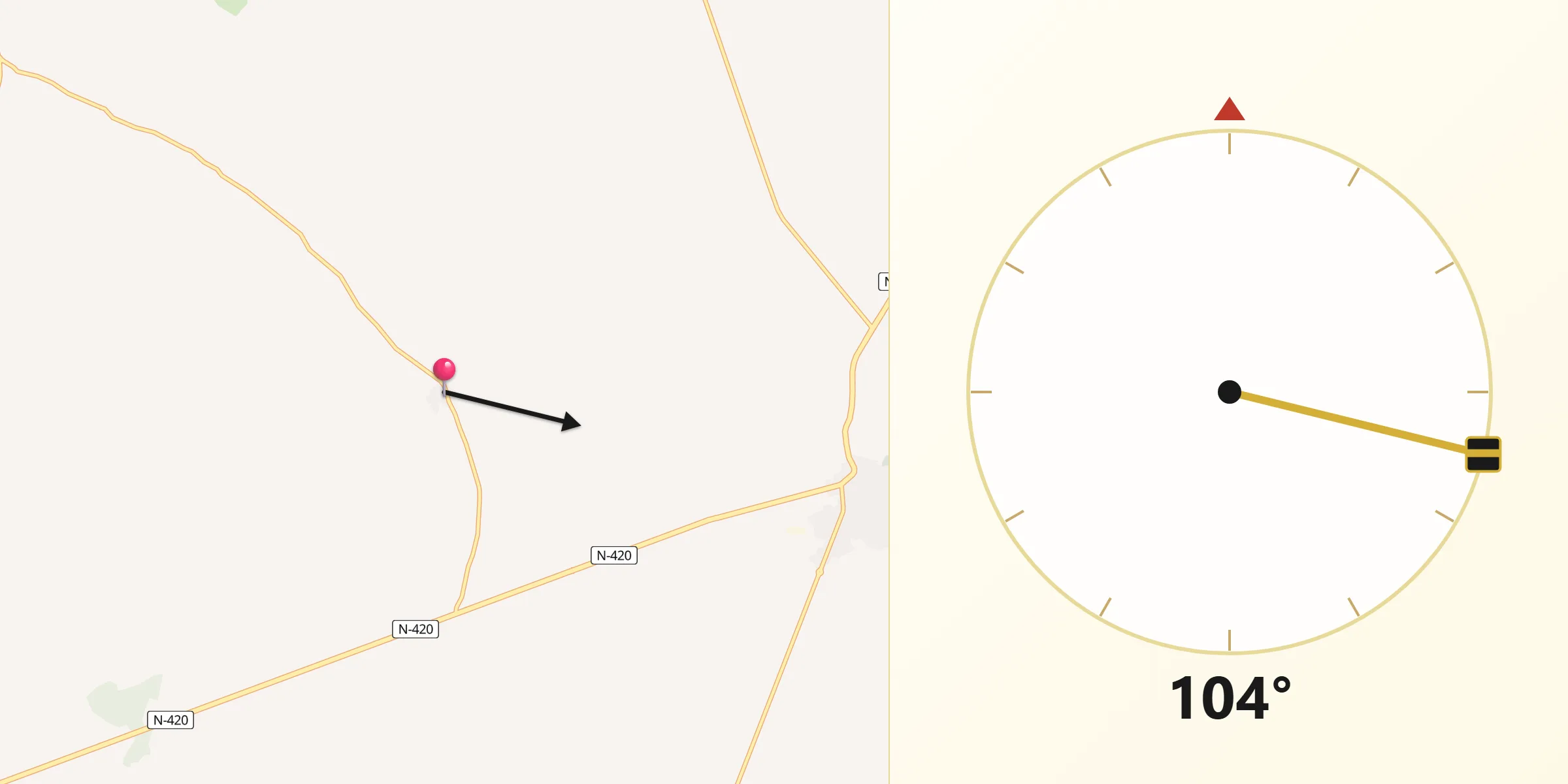Dirección de la Qibla desde Monreal del Llano