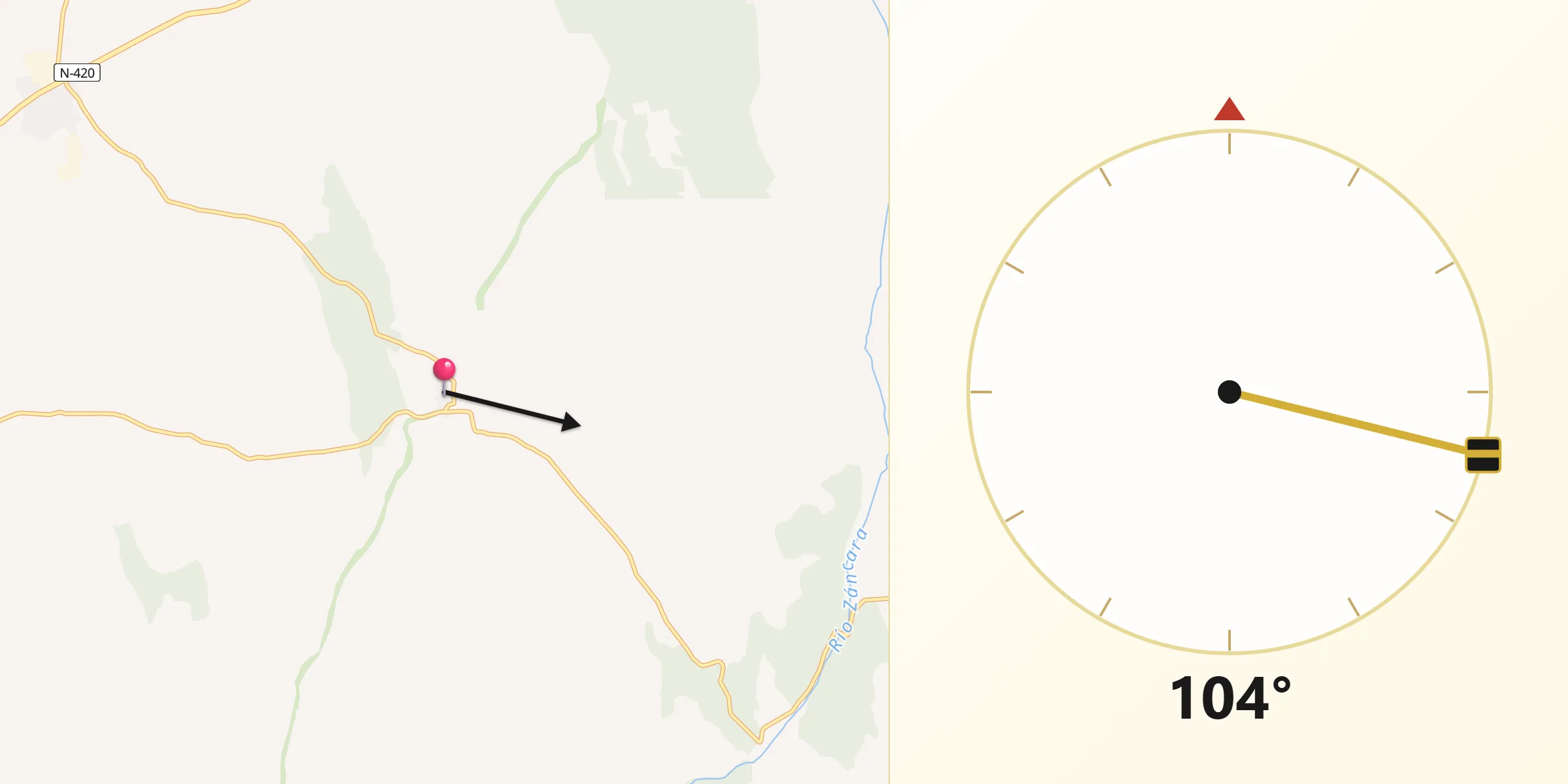 Dirección de la Qibla desde Rada de Haro