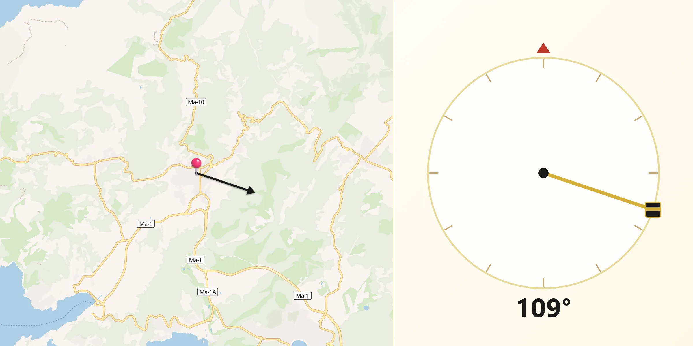 Dirección de la Qibla desde Andratx