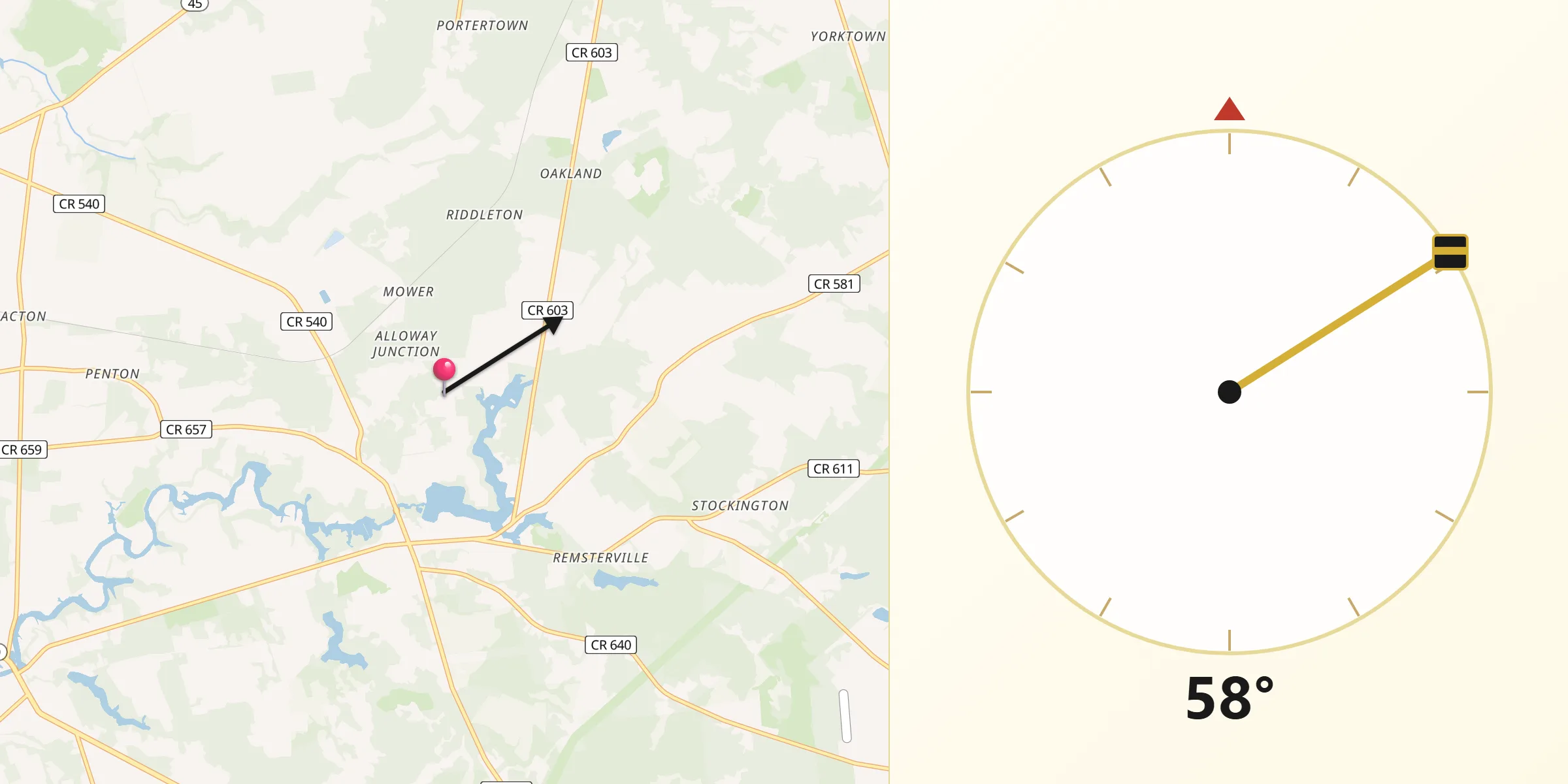 Qibla Direction from Salem County