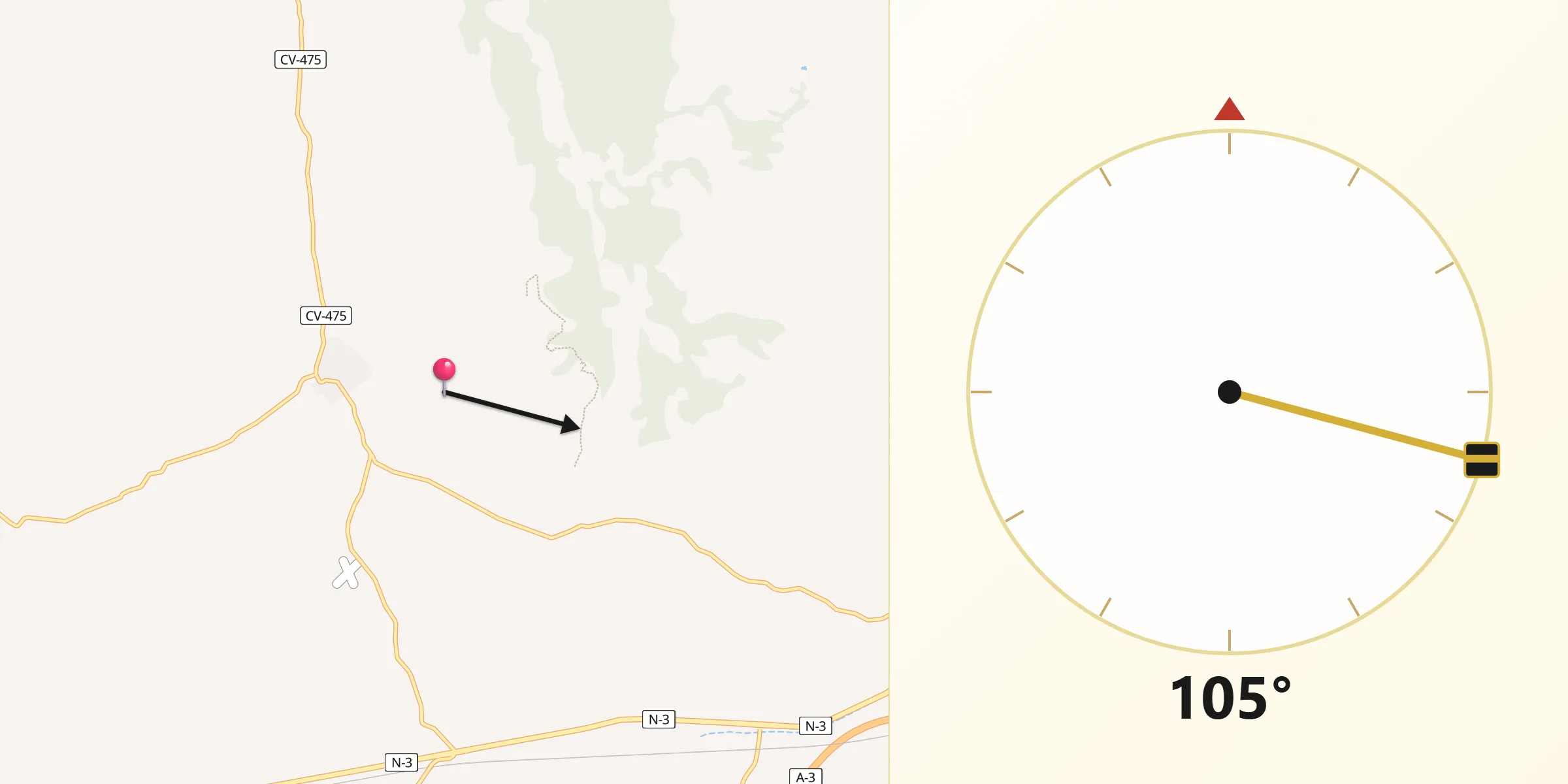 Dirección de la Qibla desde Fuenterrobles