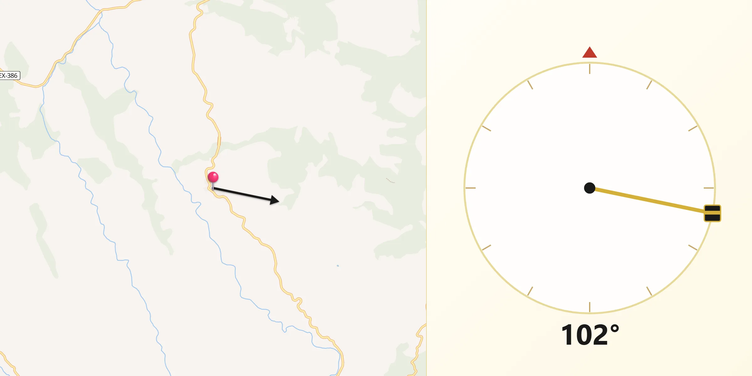Dirección de la Qibla desde Navalvillar de Ibor