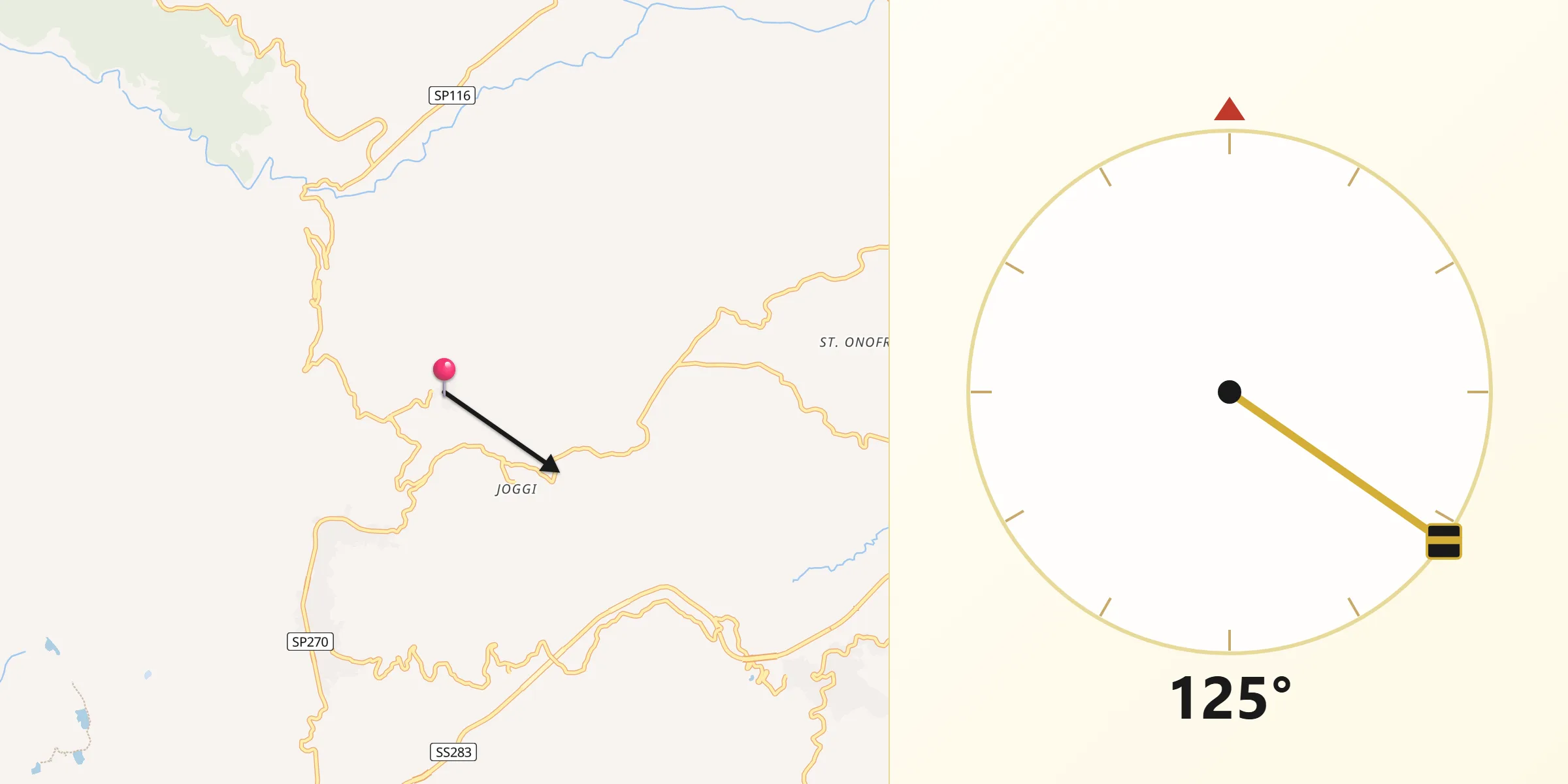 Direzione della Qibla da Santa Caterina Albanese