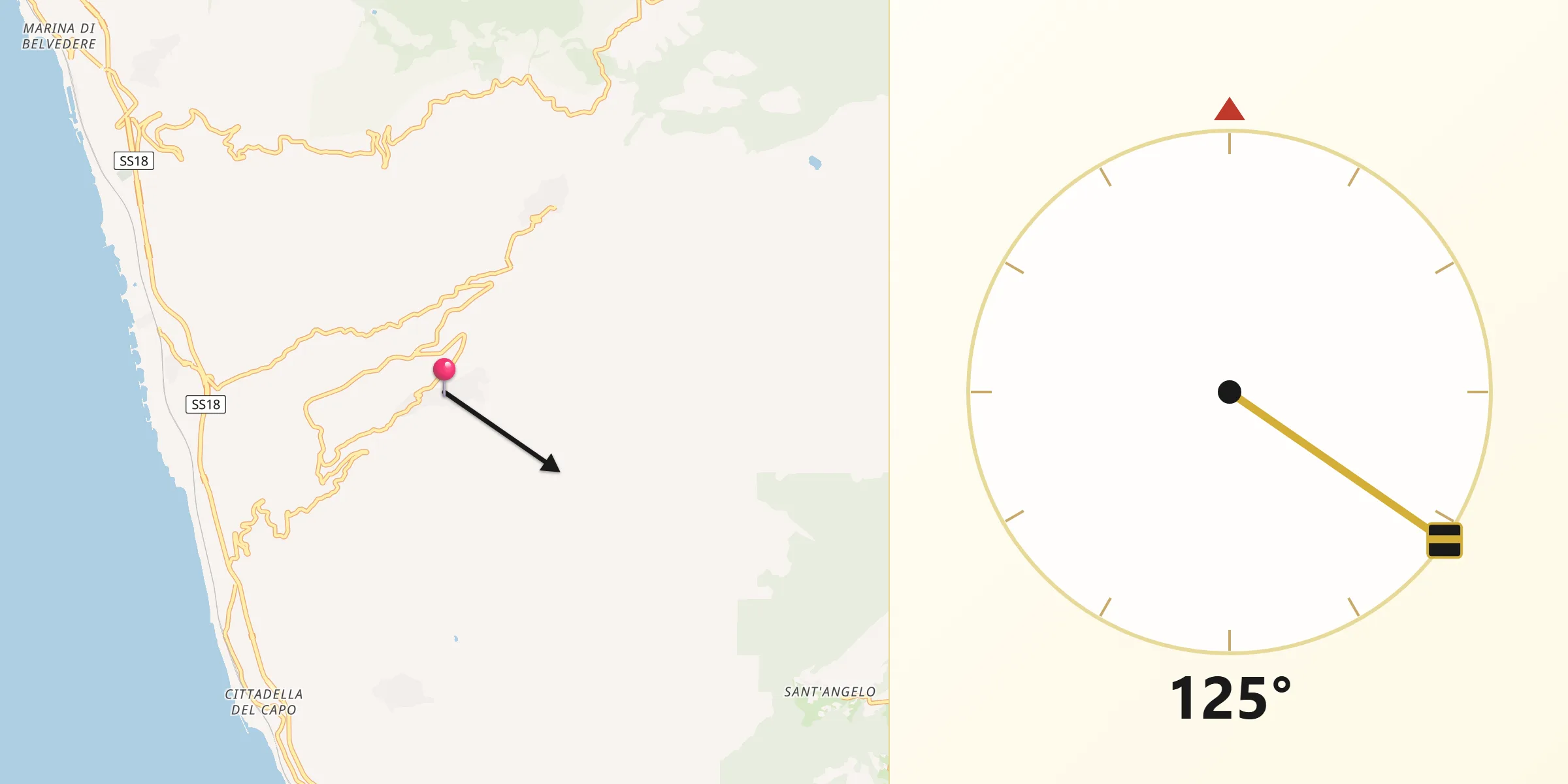 Direzione della Qibla da Bonifati