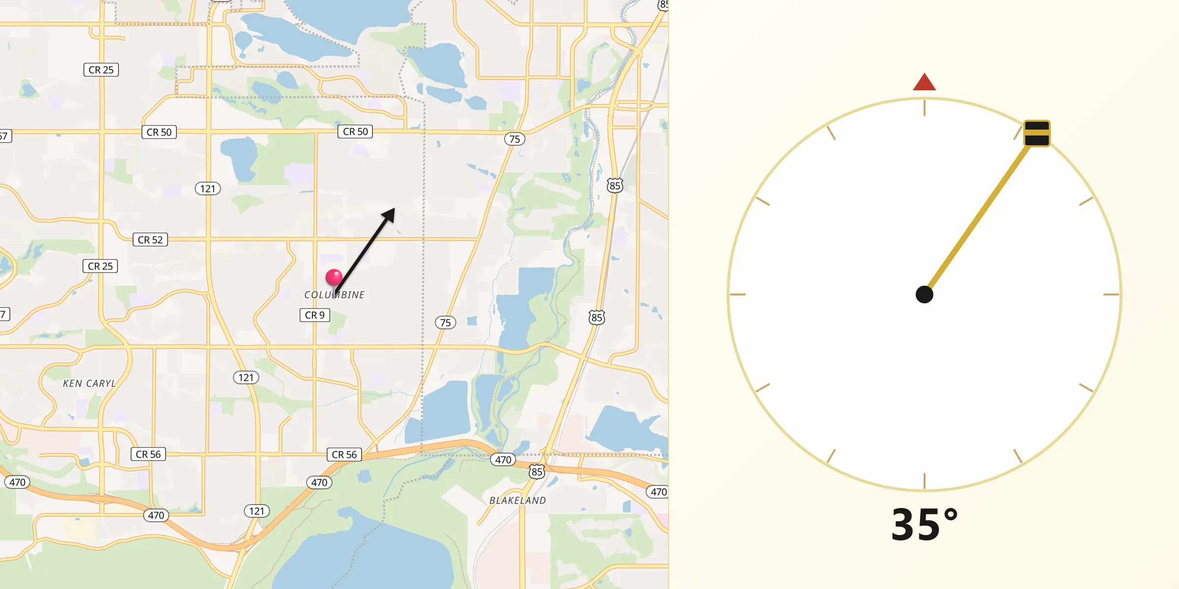 Qibla Direction from Columbine