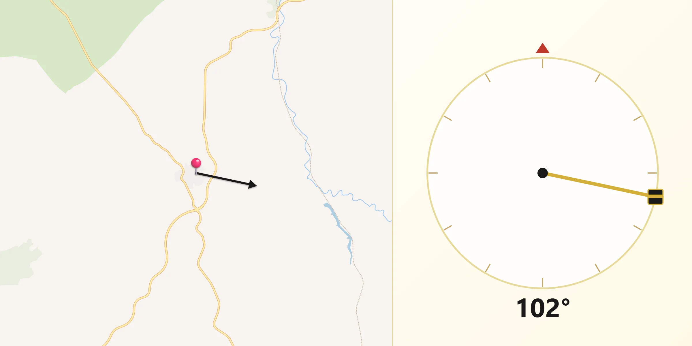 Dirección de la Qibla desde El Campillo de la Jara
