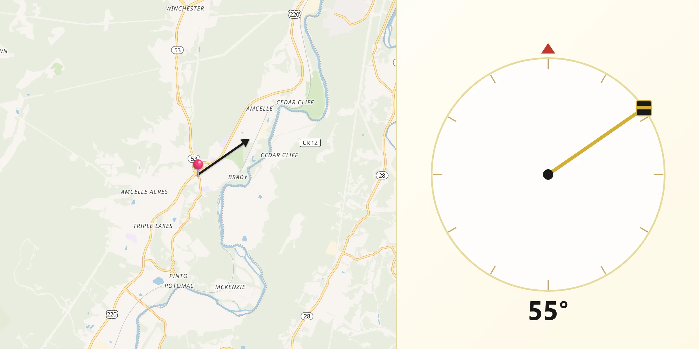 Qibla Direction from Cresaptown