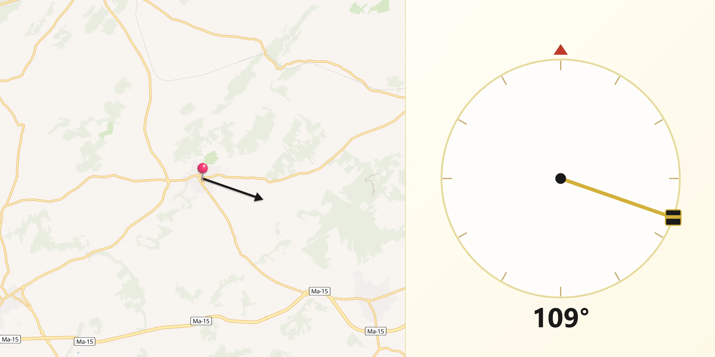 Dirección de la Qibla desde Sant Joan