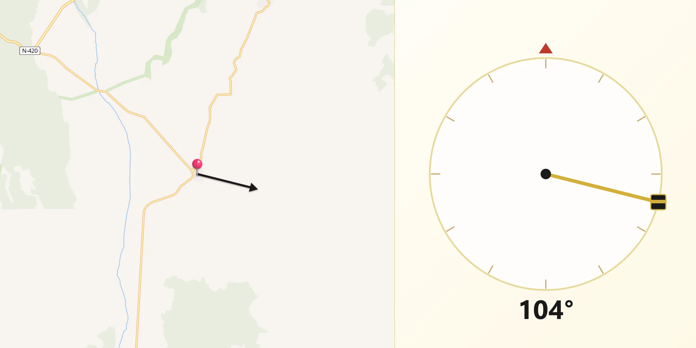 Dirección de la Qibla desde Carrascosa de Haro
