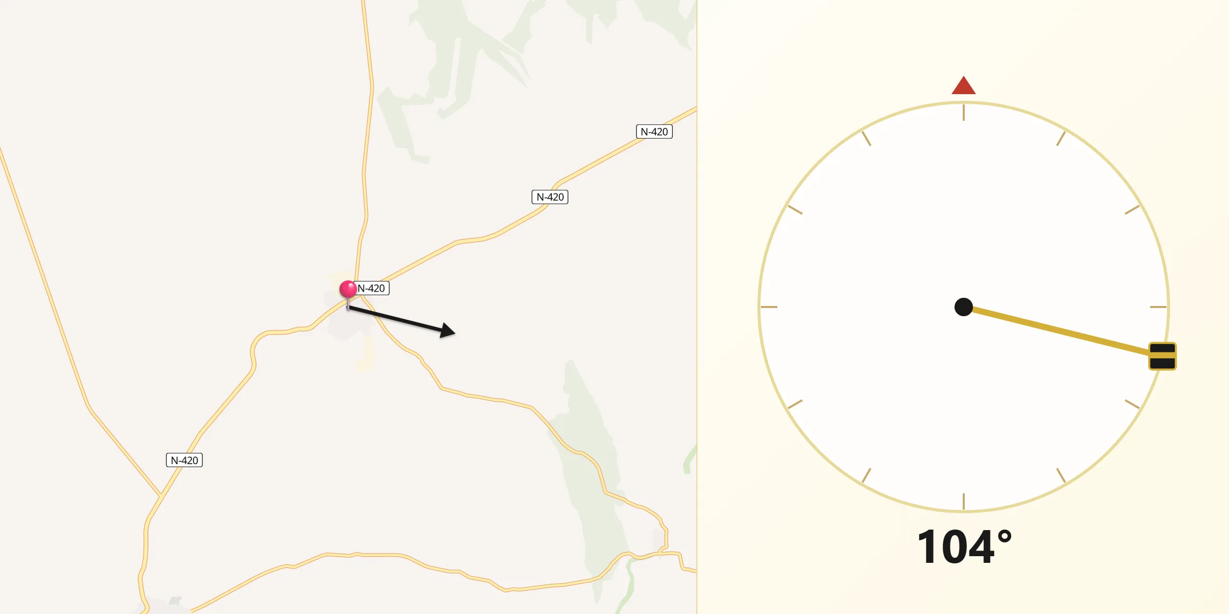 Dirección de la Qibla desde Villaescusa de Haro