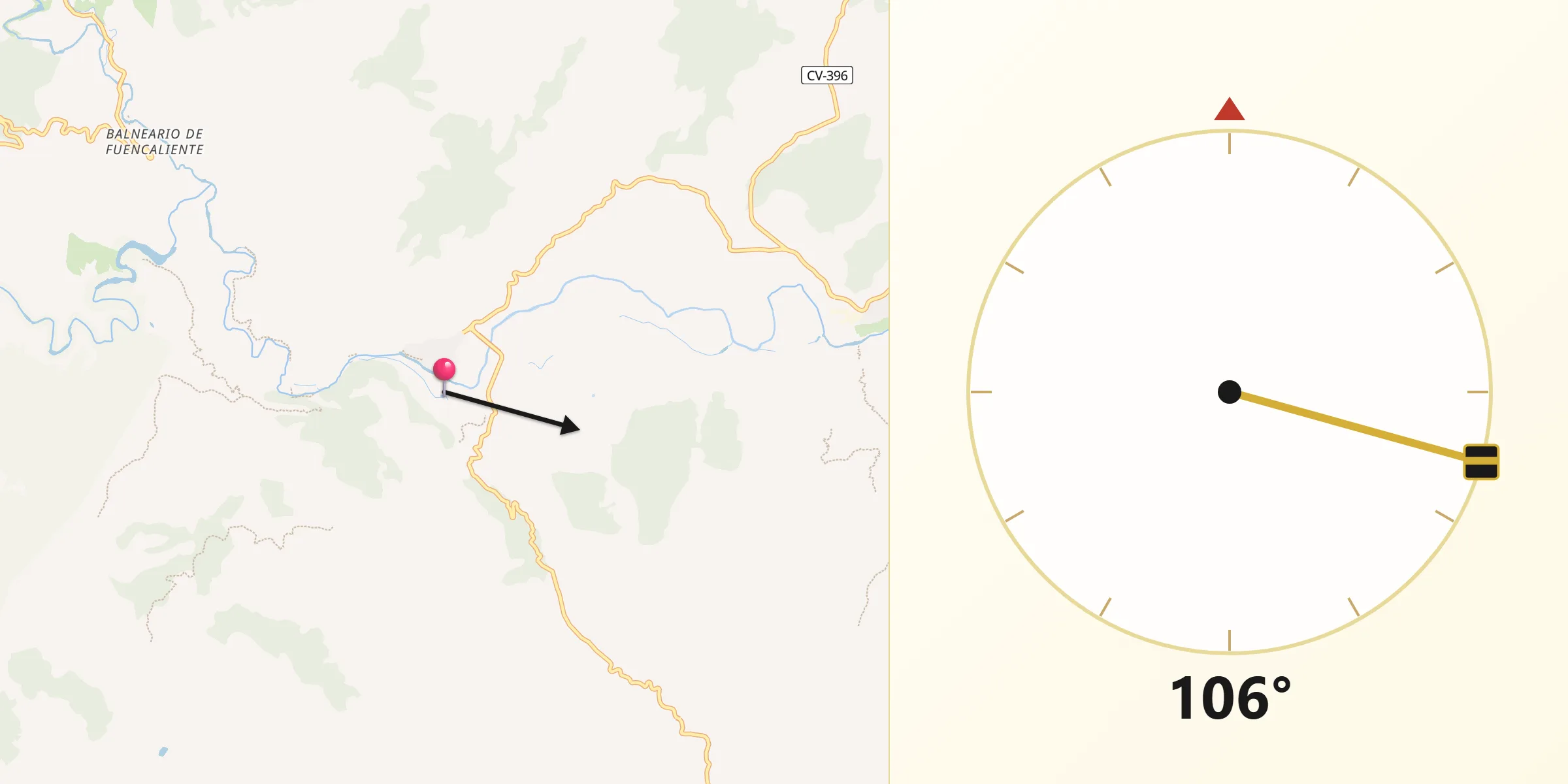 Dirección de la Qibla desde Gestalgar