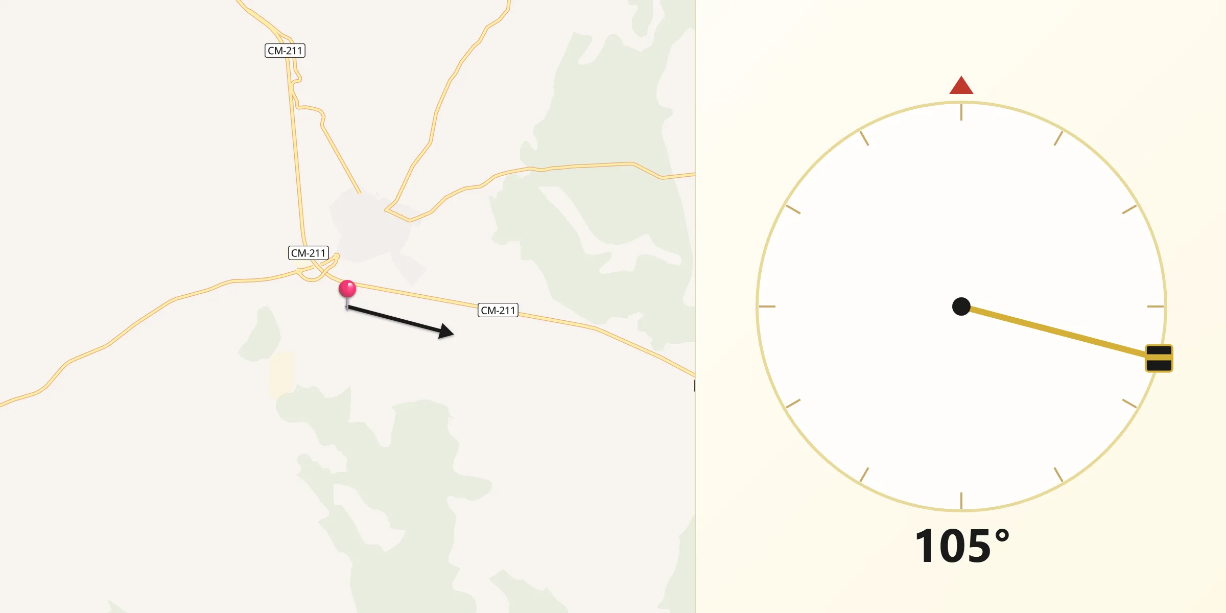 Dirección de la Qibla desde Campillo de Altobuey