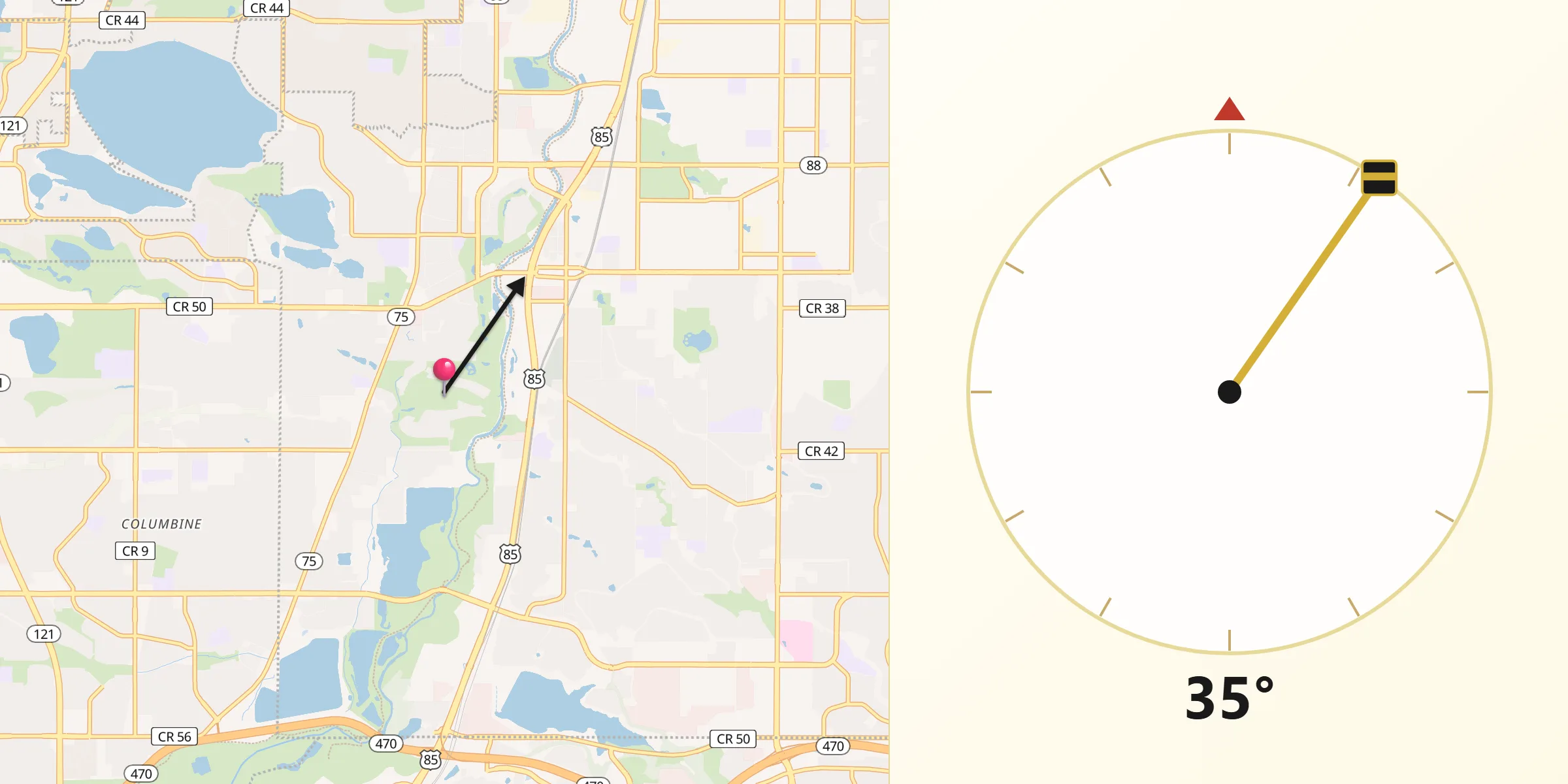 Qibla Direction from Columbine Valley